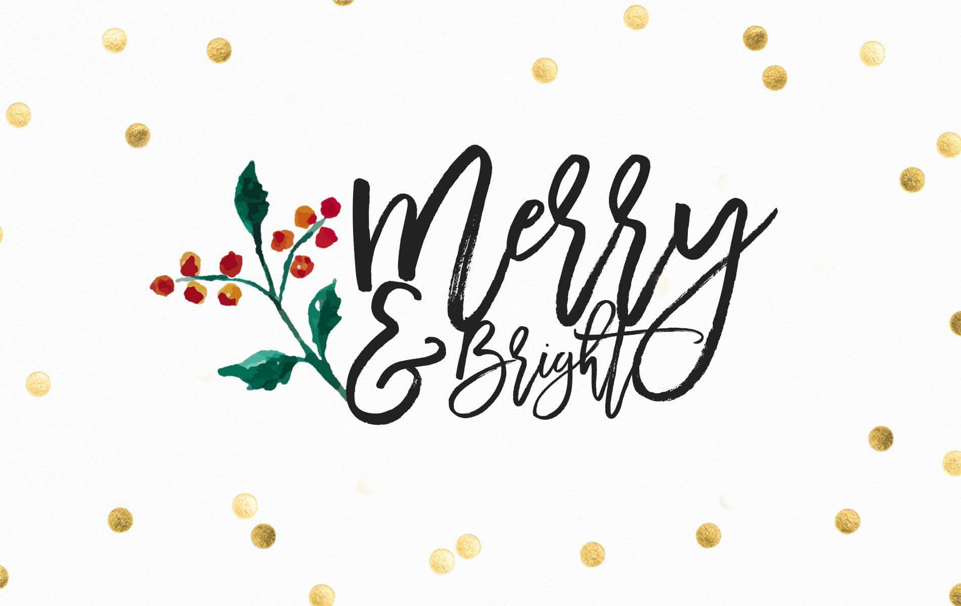 تبریک ساده کریسمس Merry and Bright برای آیپد والپیپر