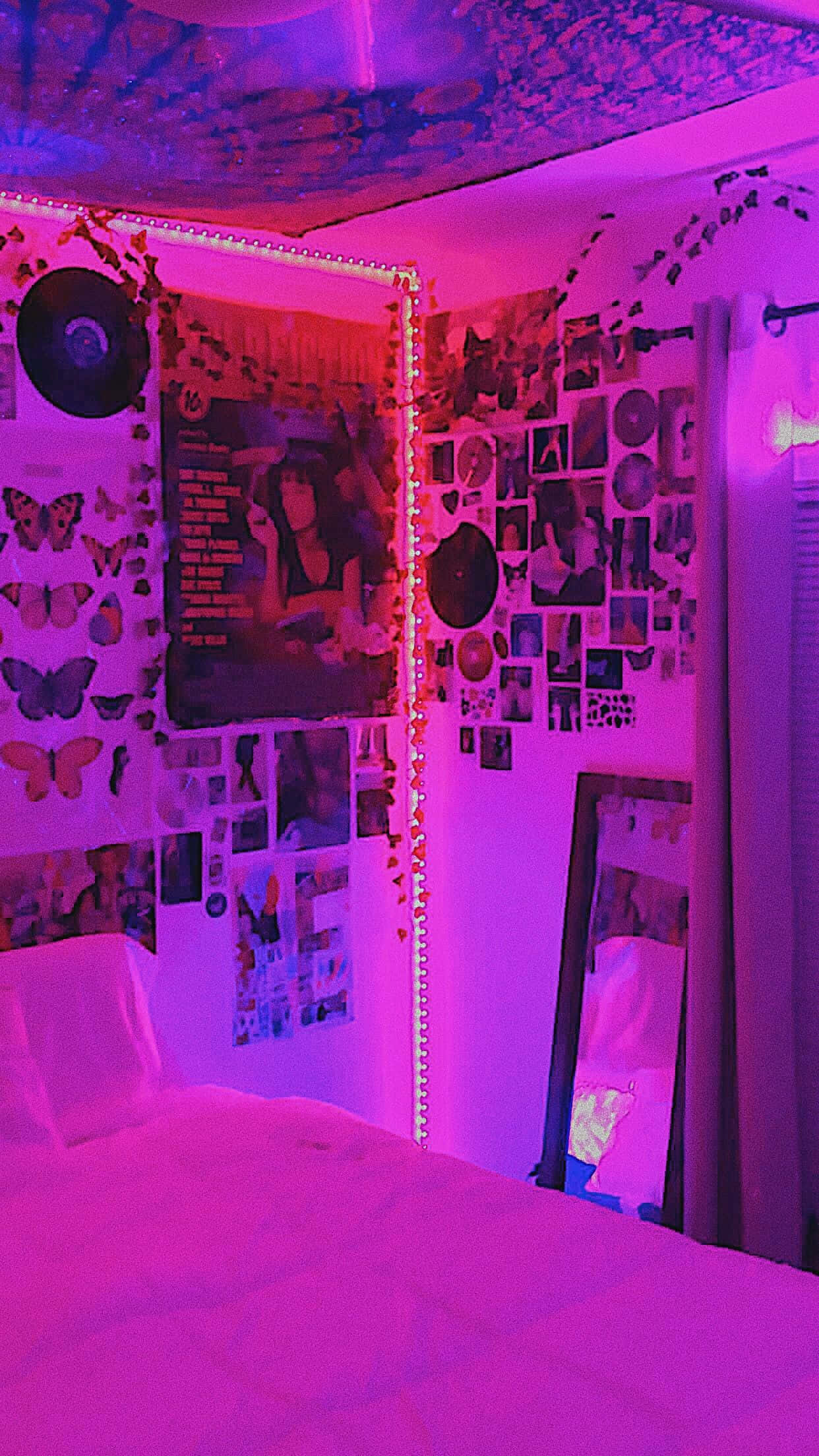 تختی با نور صورتی روی آن والپیپر