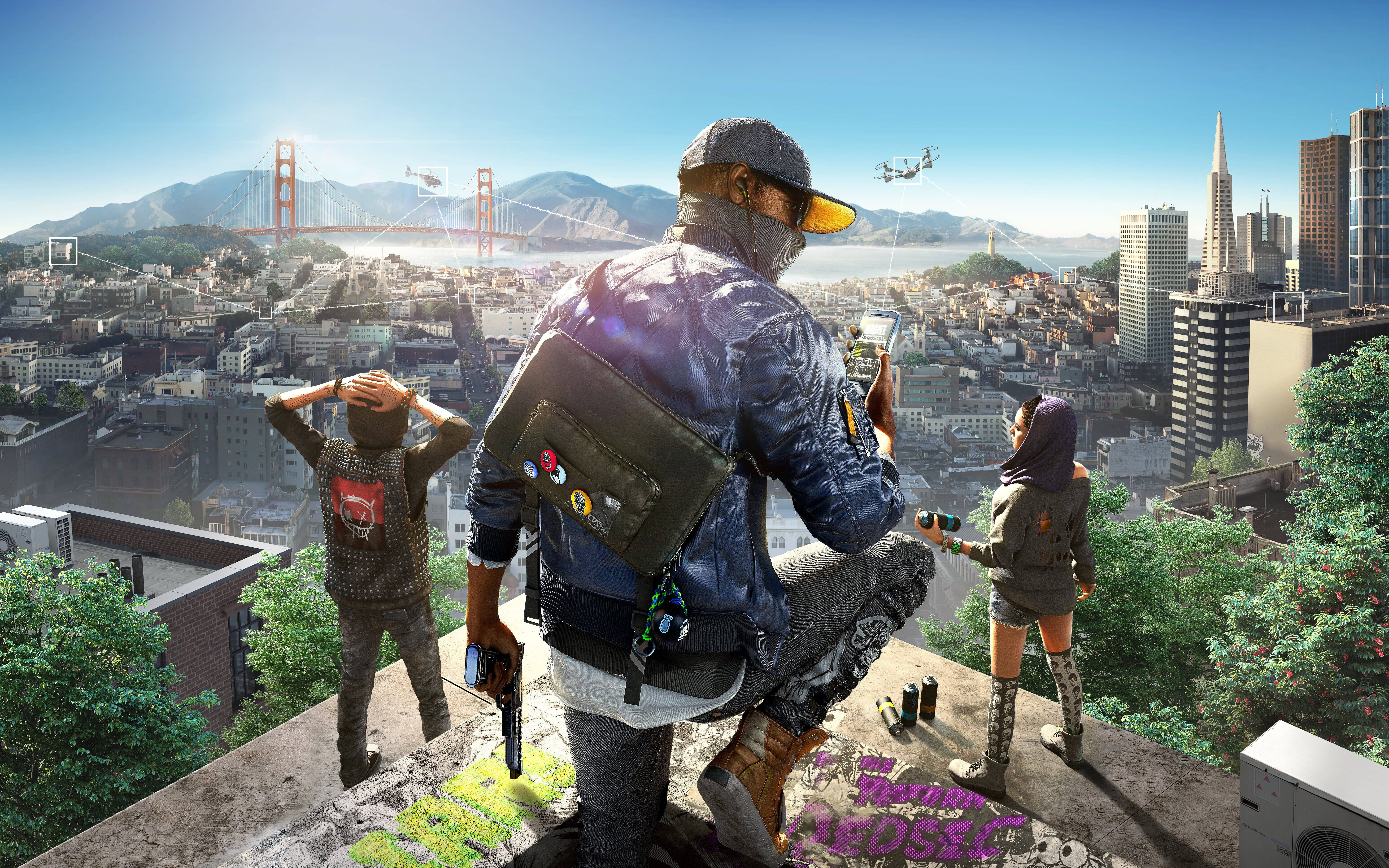 تصویر 4K هیجان‌انگیز از بازی ویدیویی Watch Dogs 2 والپیپر