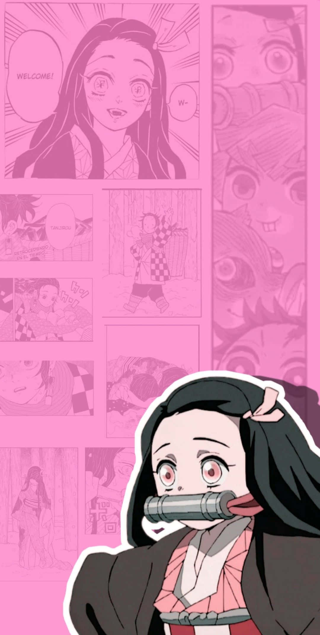 تصویر مانگای ناز و صورتی نزوکو کامادو والپیپر