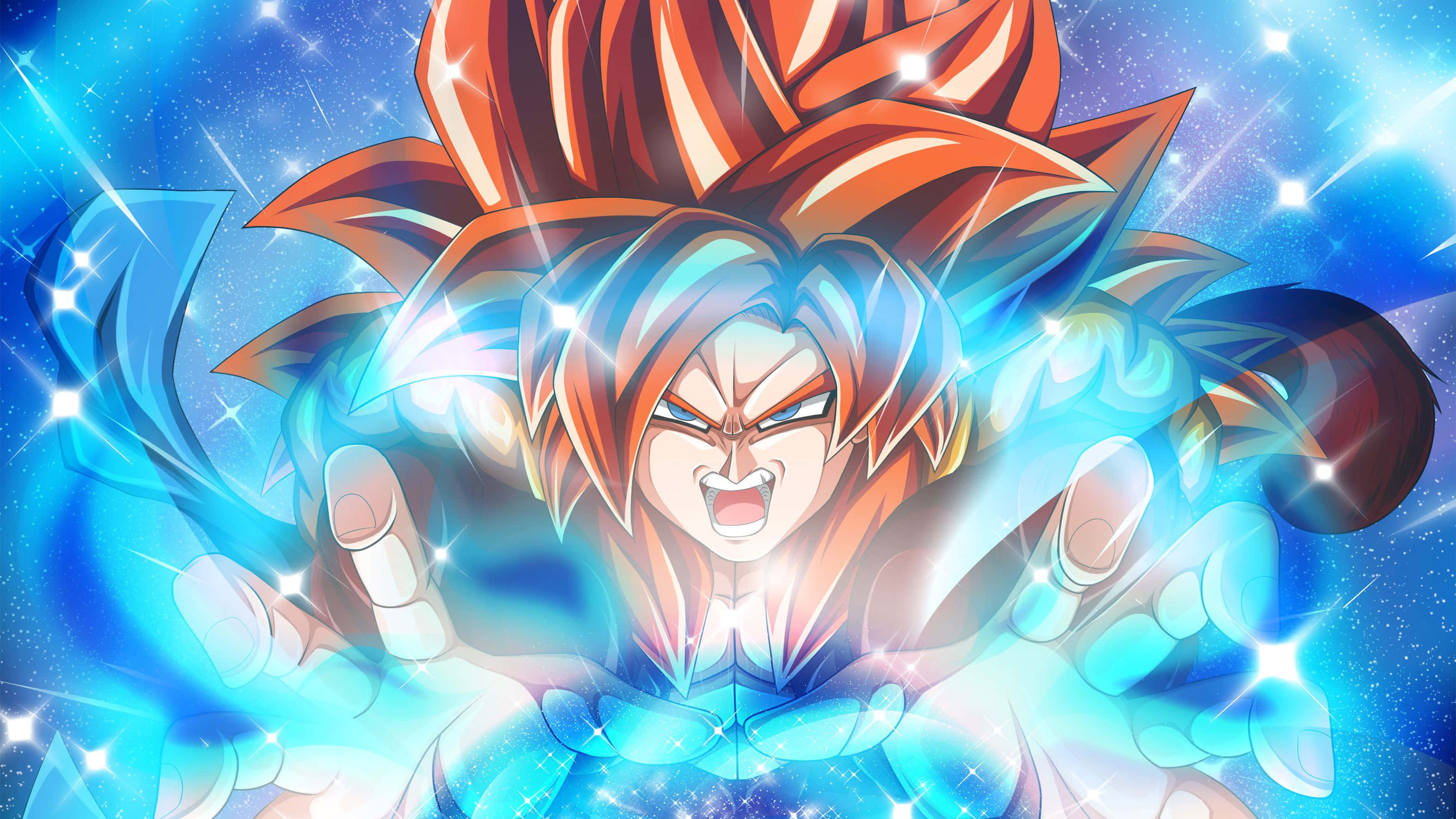 تصویر گوکو با موهای نارنجی از انیمه Dragon Ball Super والپیپر