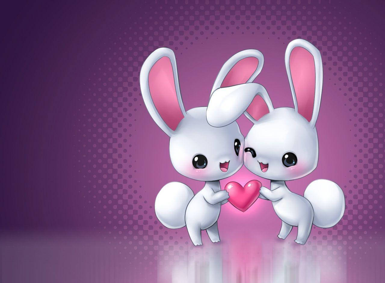 خرگوش‌های عاشق بامزه والپیپر