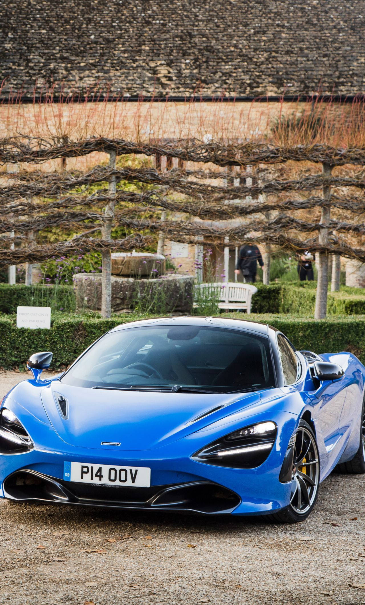 خودروی آبی مک‌لارن 720S در باغ والپیپر
