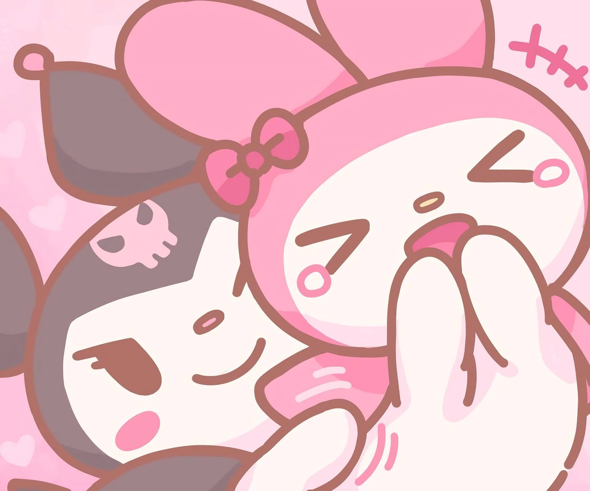 My Melody Kuromi با My Melo بامزه — Sanrio گیف والپیپر