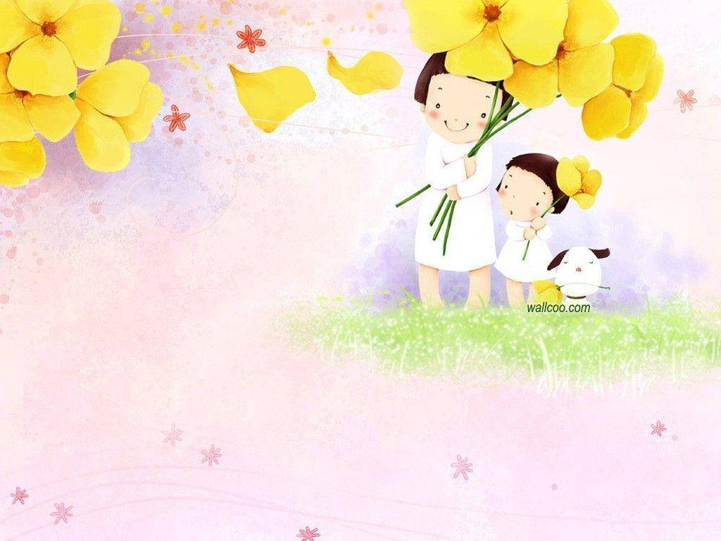 دسکتاپ بامزه با گل‌های زرد والپیپر