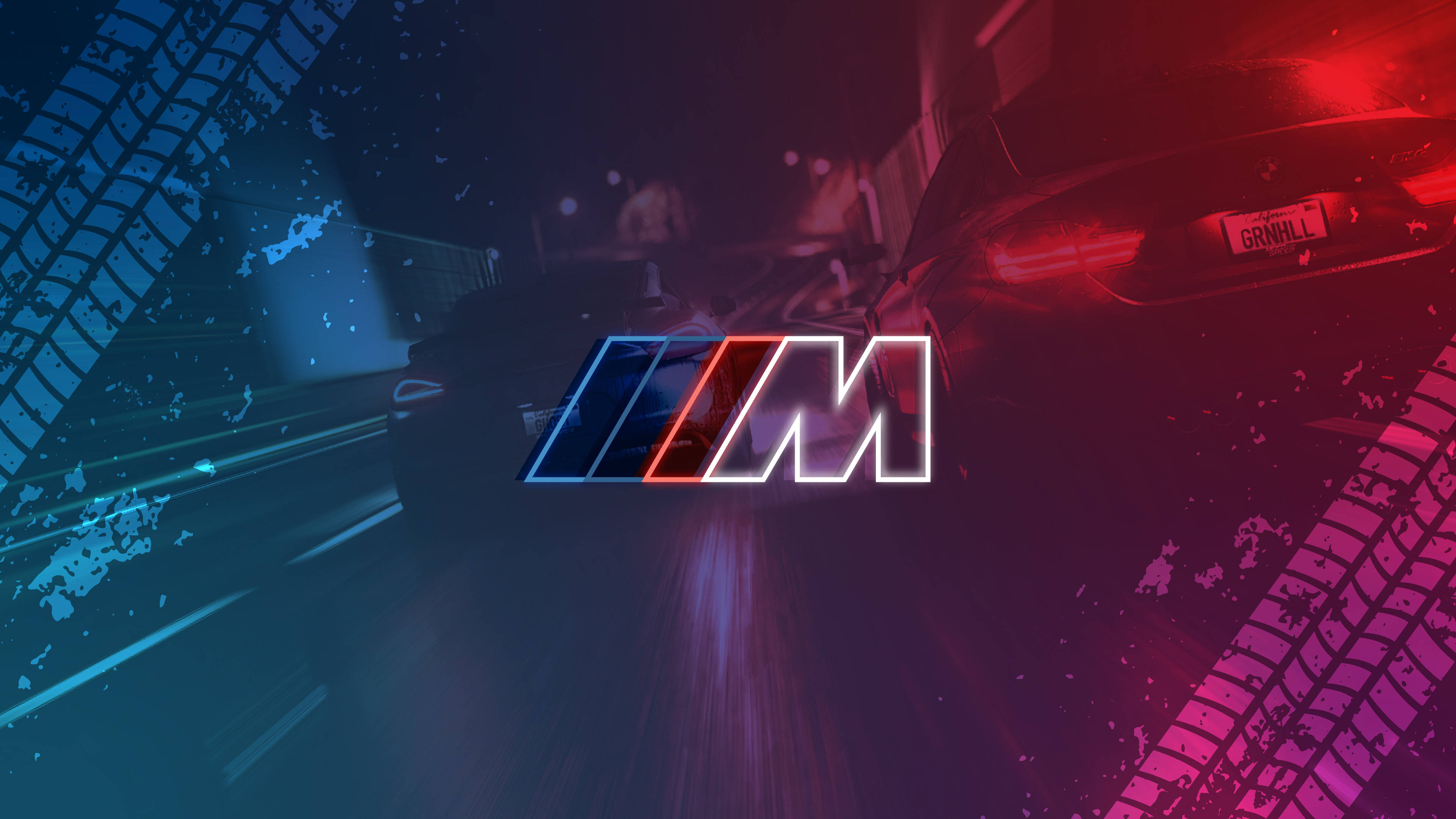 رد تایر خودروها لوگوی BMW M والپیپر