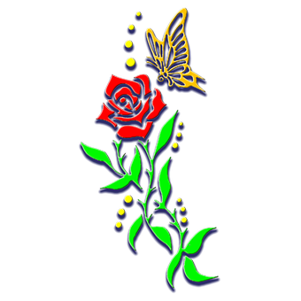 رز و پروانه اثر هنری والپیپر