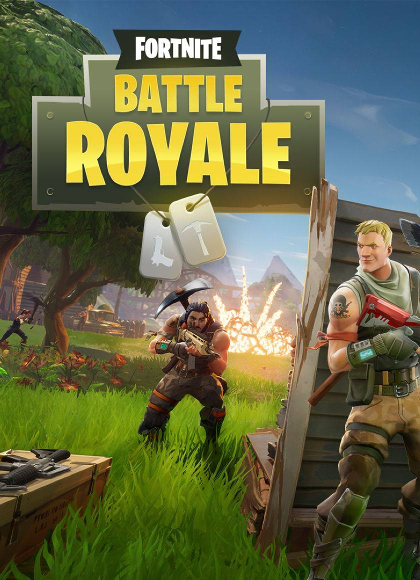 فورتنایت بتل رویال با دو نفر که با اسلحه‌هایشان می‌جنگند والپیپر.