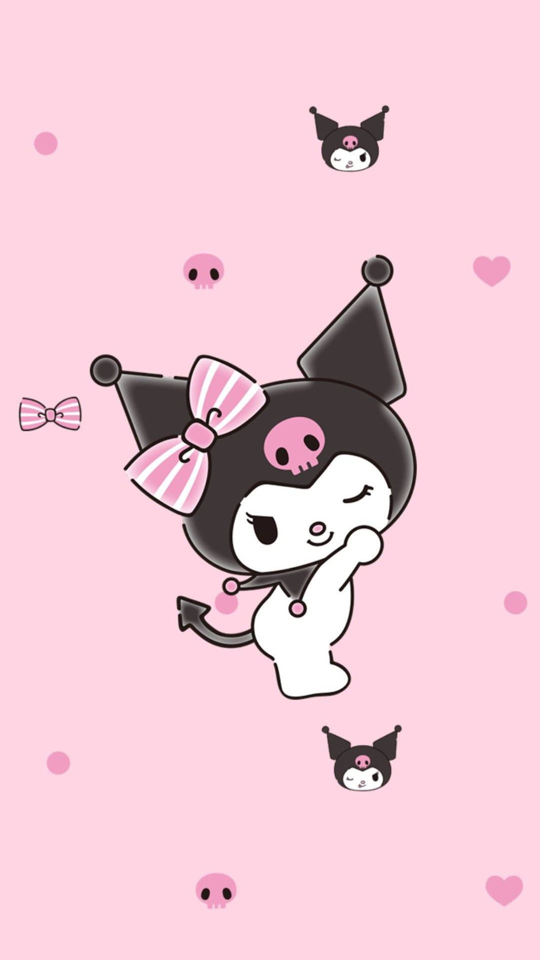 کرومی ملودی من روی پس‌زمینه صورتی — Sanrio گیف والپیپر