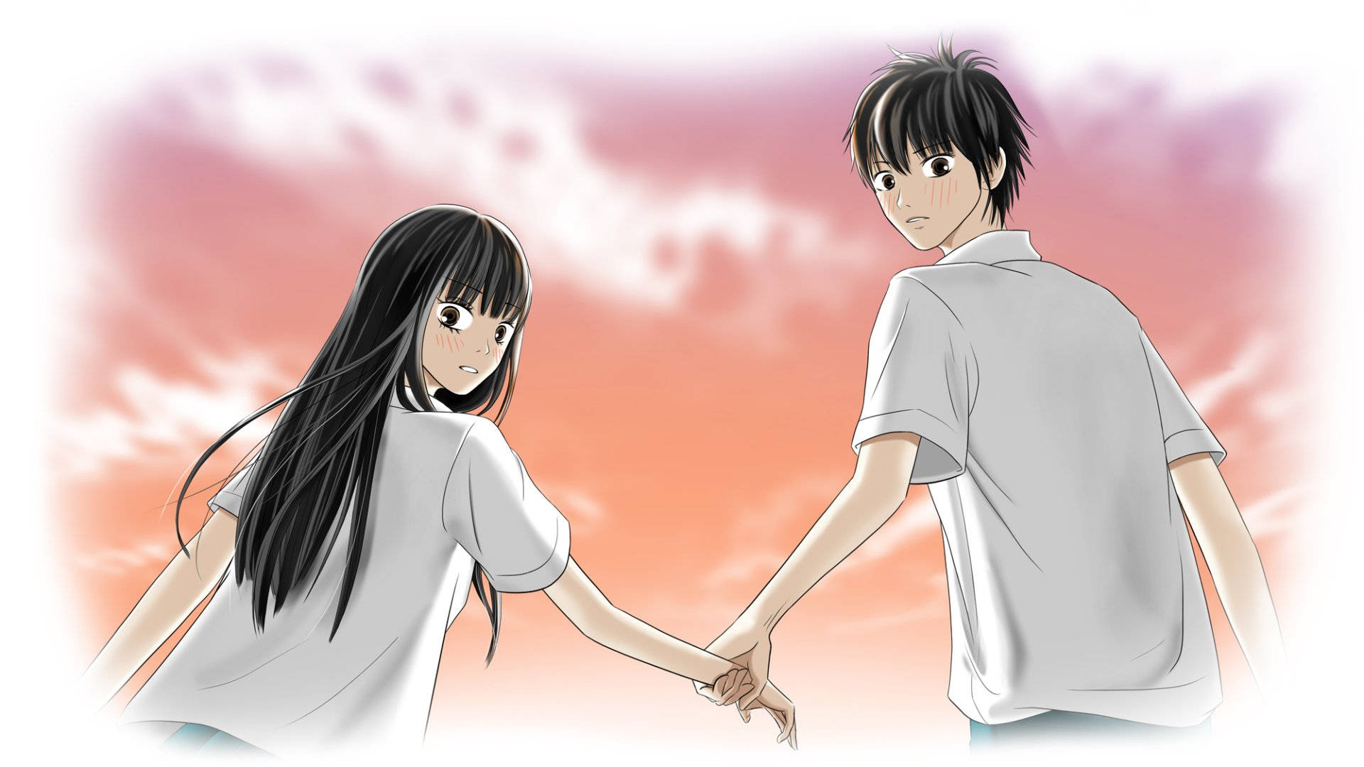 زوج انیمه‌ای: لحظه‌ای عاشقانه از انیمه Kimi ni Todoke والپیپر