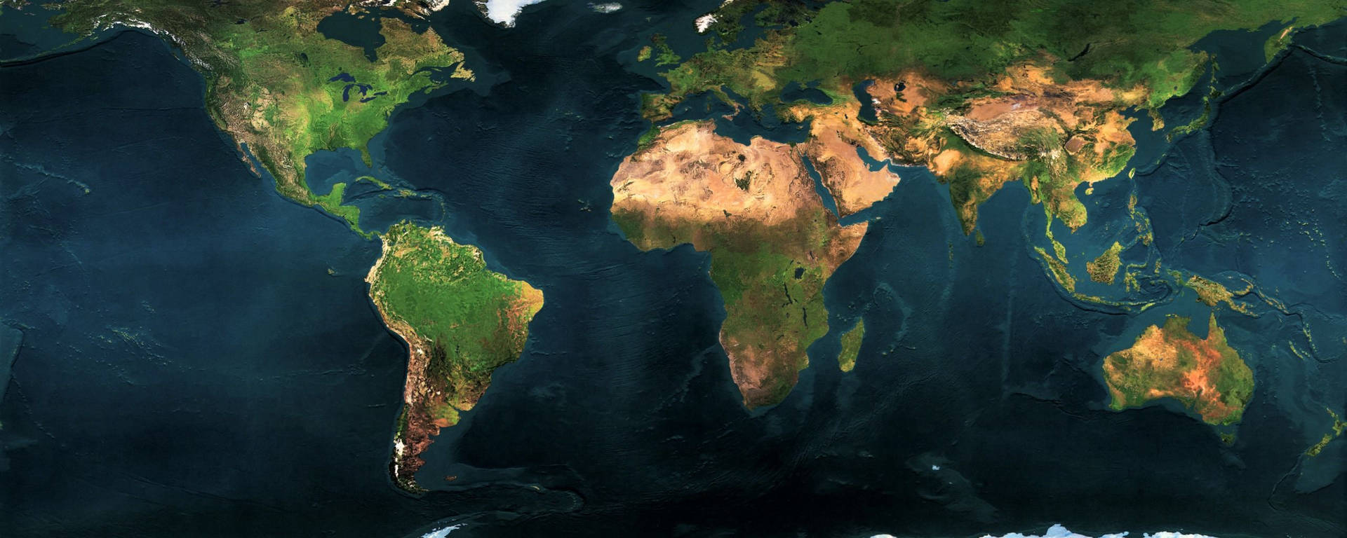 نمای واقعی زمین به عنوان والپیپر نقشه جهان برای دو مانیتور — دو مانیتور گیف والپیپر
