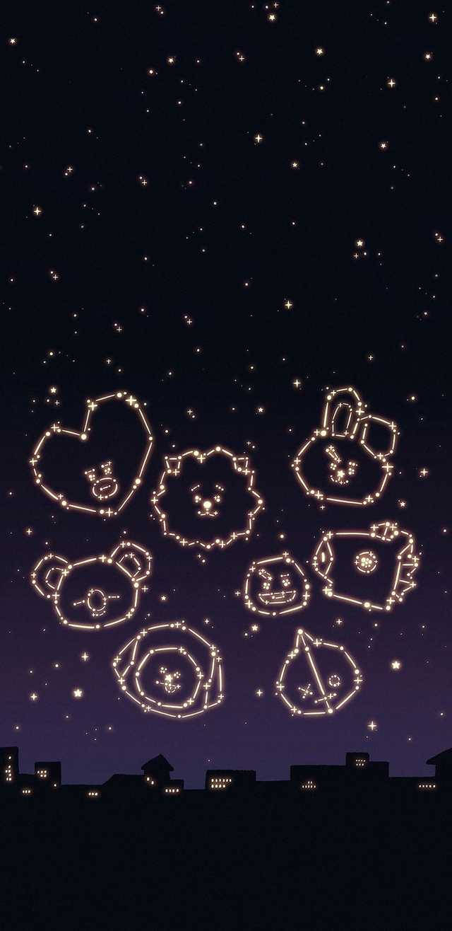 زیبایی شناسی صورت‌فلکی BT21 از BTS والپیپر