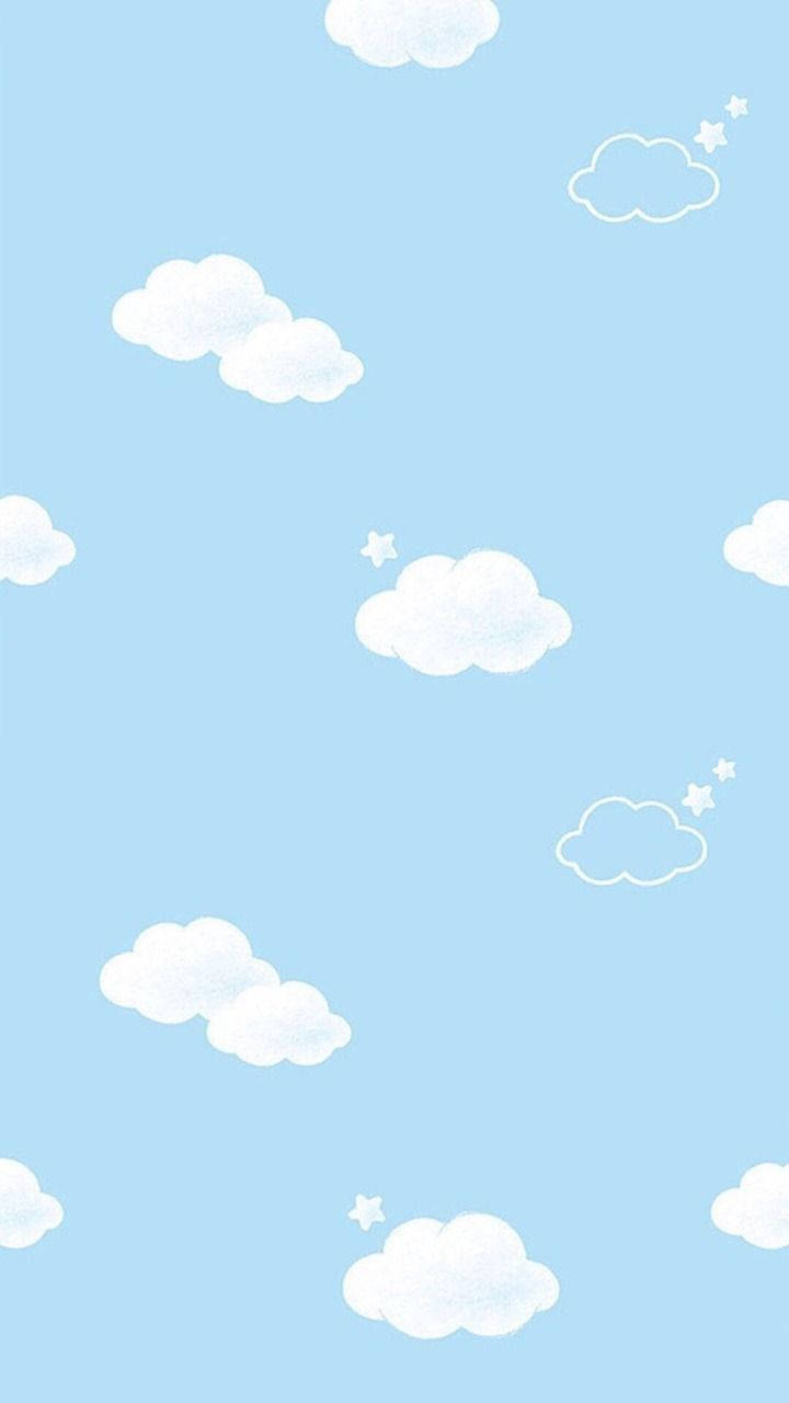 ساده آبی زیبا ابرهای بامزه والپیپر