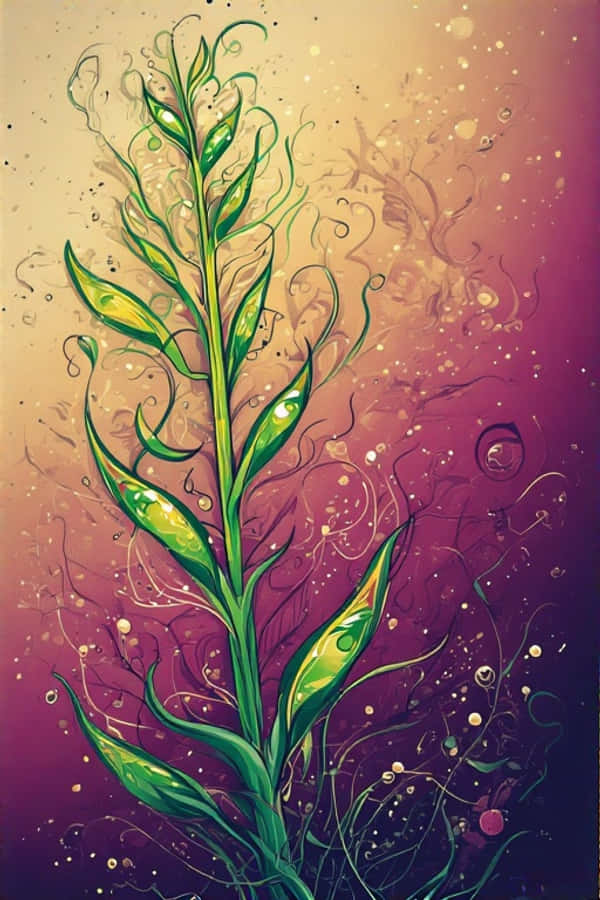 ساقه شبنم‌دار رویای کویر در غروب جادویی والپیپر