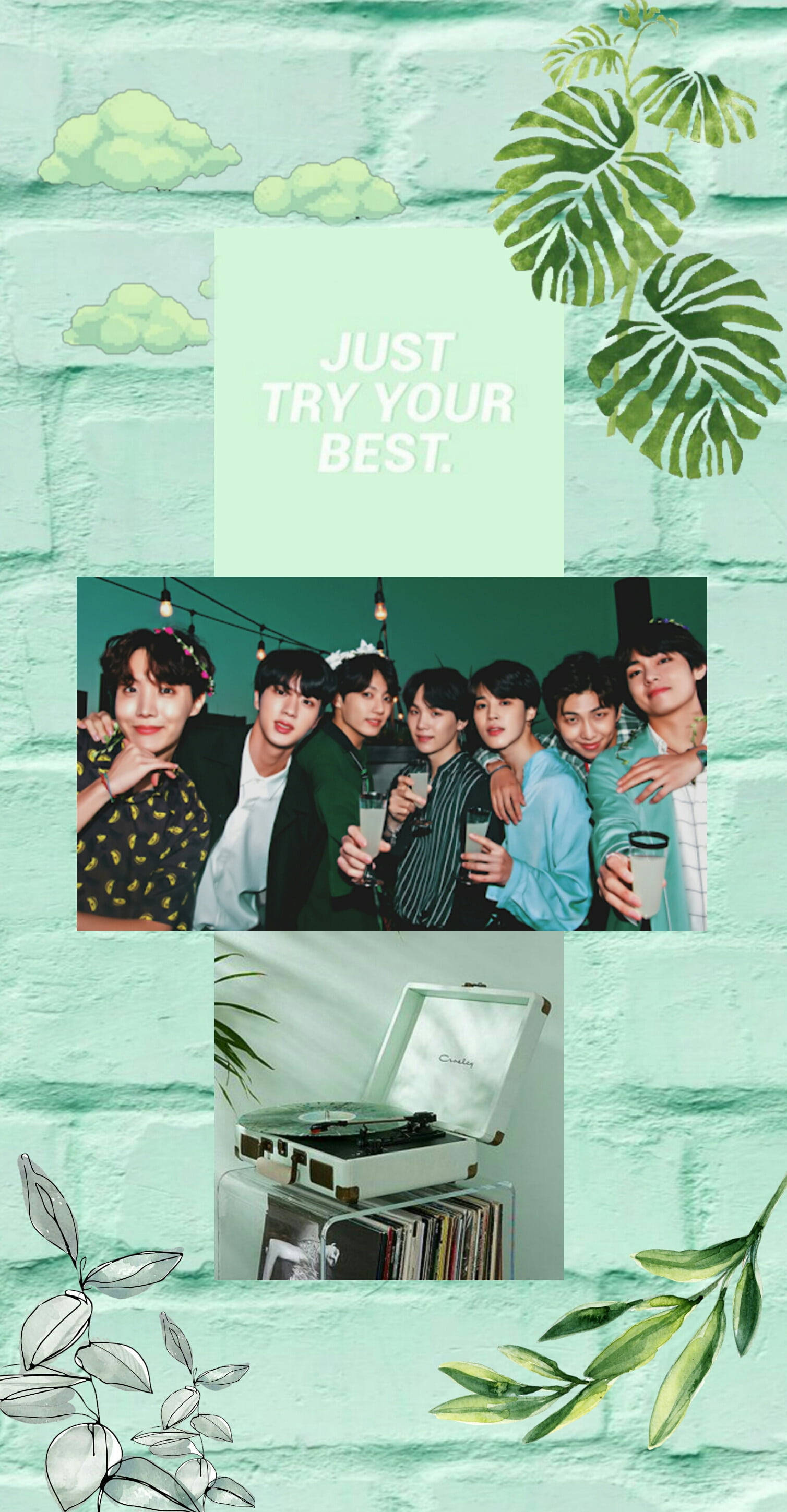 سوپر لایت گرین استتیک BTS والپیپر