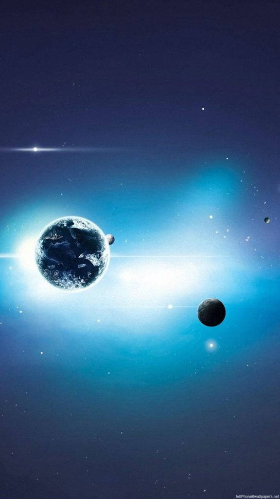 سیارات و فضای نور آبی آیفون والپیپر