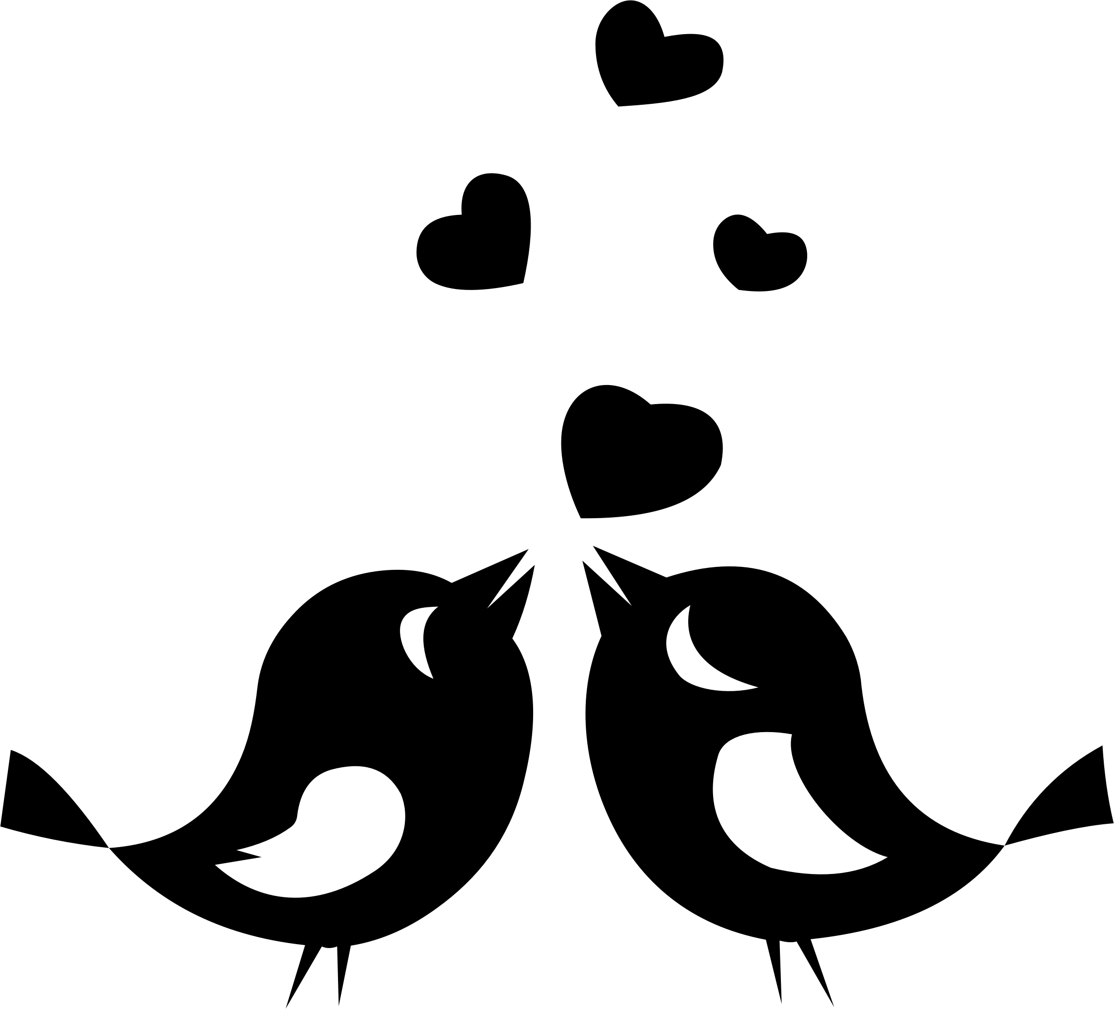 سیلوئت عاشقانه پرندگان سیاه و سفید والپیپر