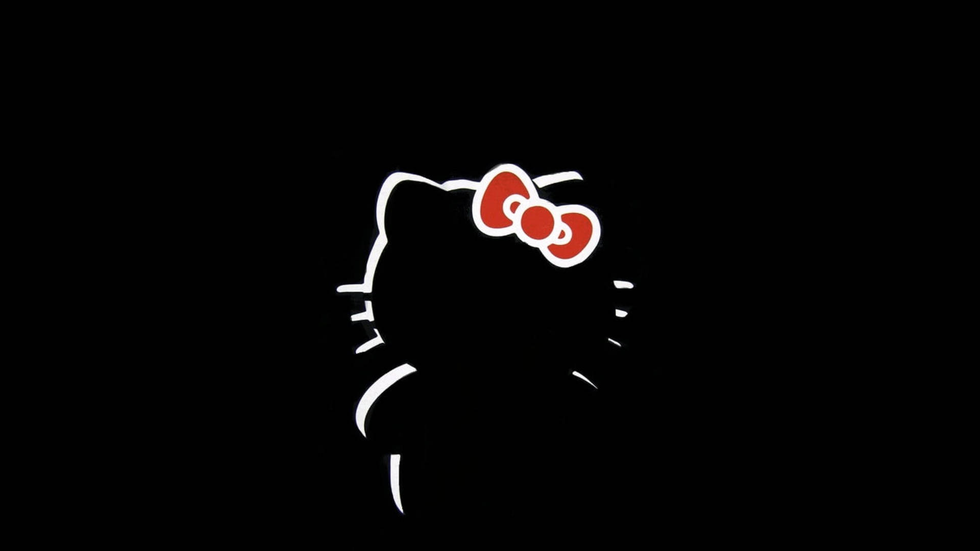 سیوه‌لوئت مشکی مینیمال Hello Kitty والپیپر