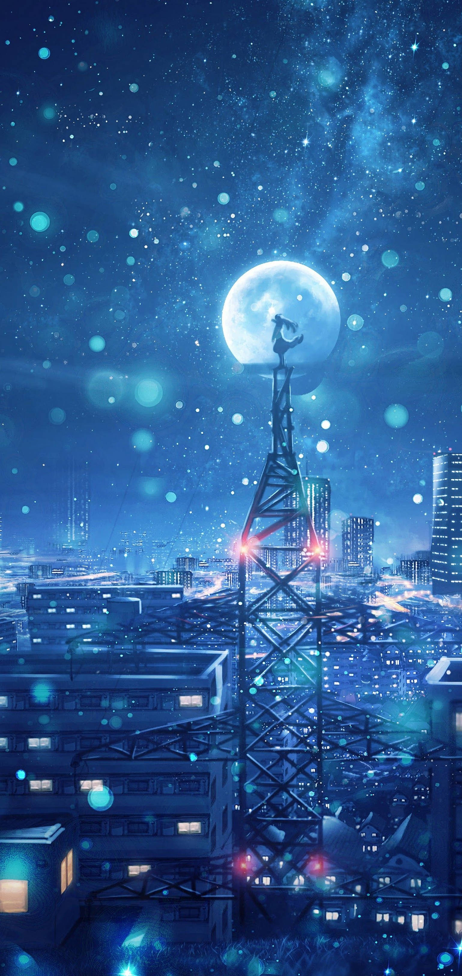شب مهتابی جادویی انیمه 4K برای آیفون — انیمه 4K والپیپر