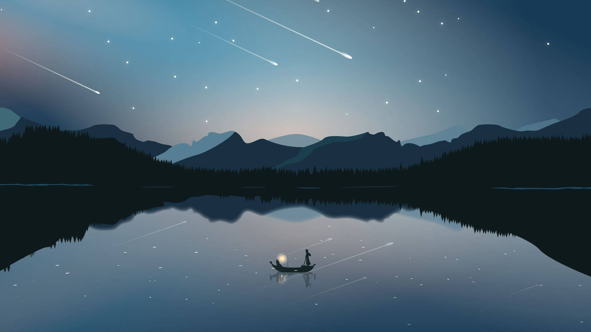 شب پرستاره آبی زیبا برای کامپیوتر والپیپر