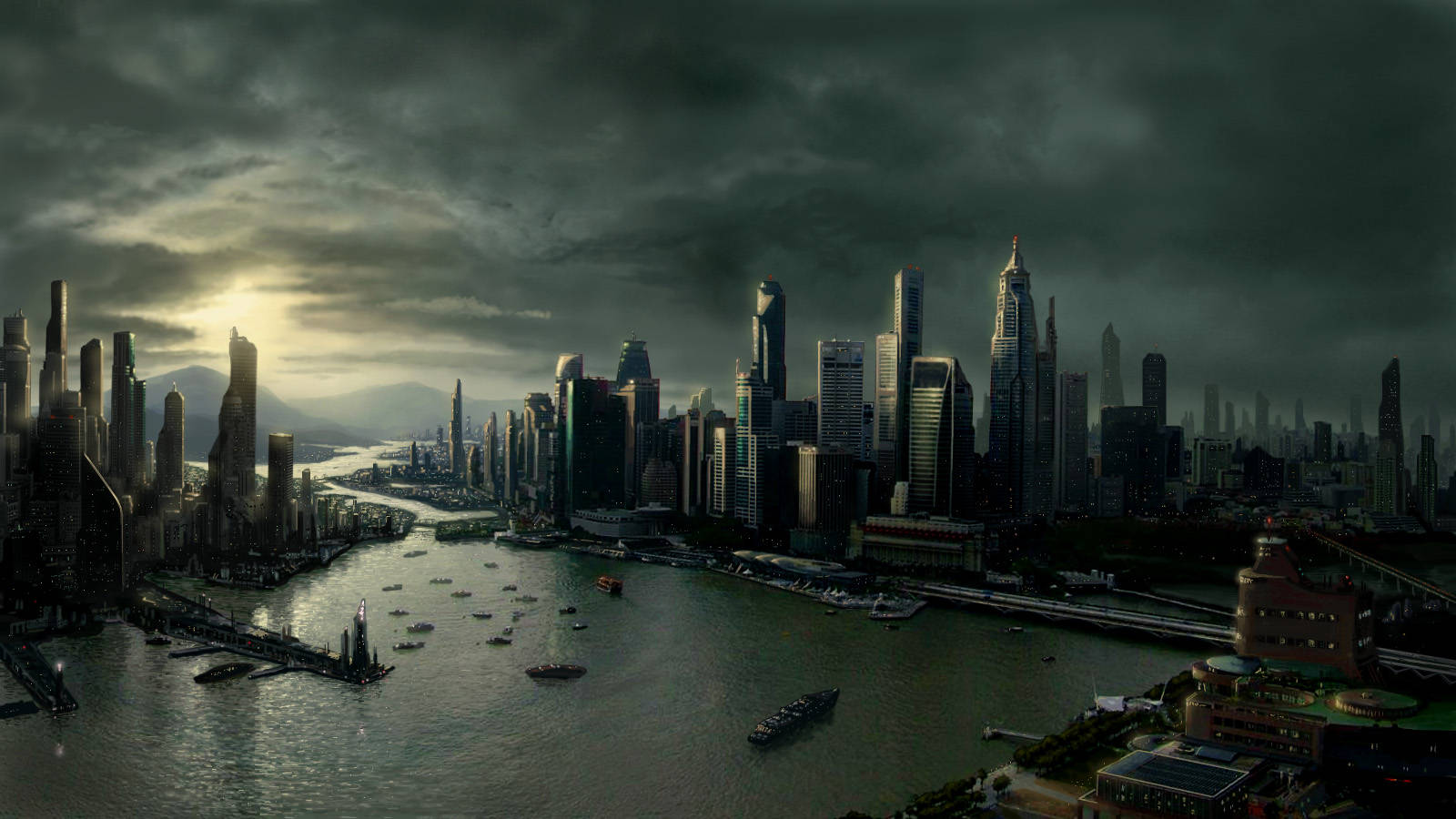 شهر آینده‌نگرانه Full HD 1600x900 والپیپر