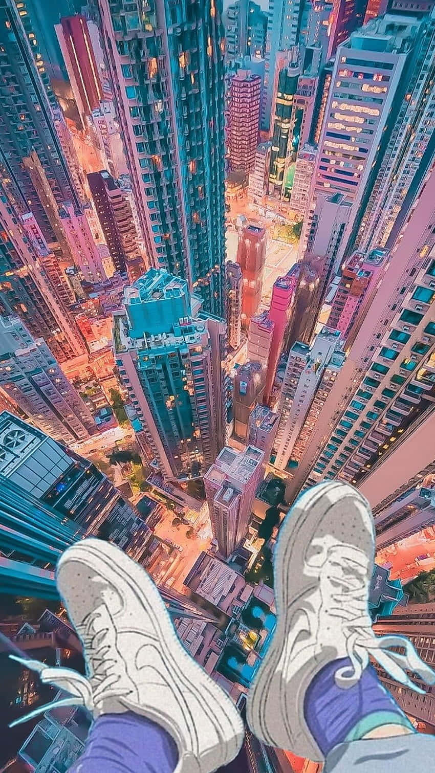 شهر انیمه‌ای جذاب در شب والپیپر