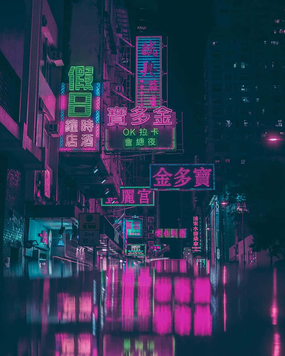 شهر نئون در شب، تجربه‌ای پر از زندگی والپیپر