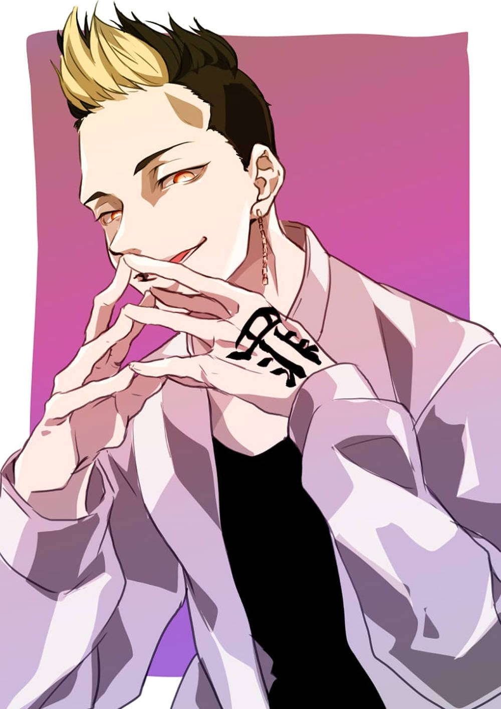 شوجی هانما با پس‌زمینه صورتی والپیپر