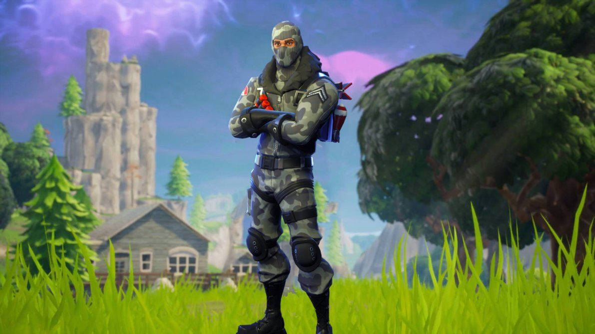 یک شخصیت با اسکین Havoc در والپیپر بازی Fortnite.