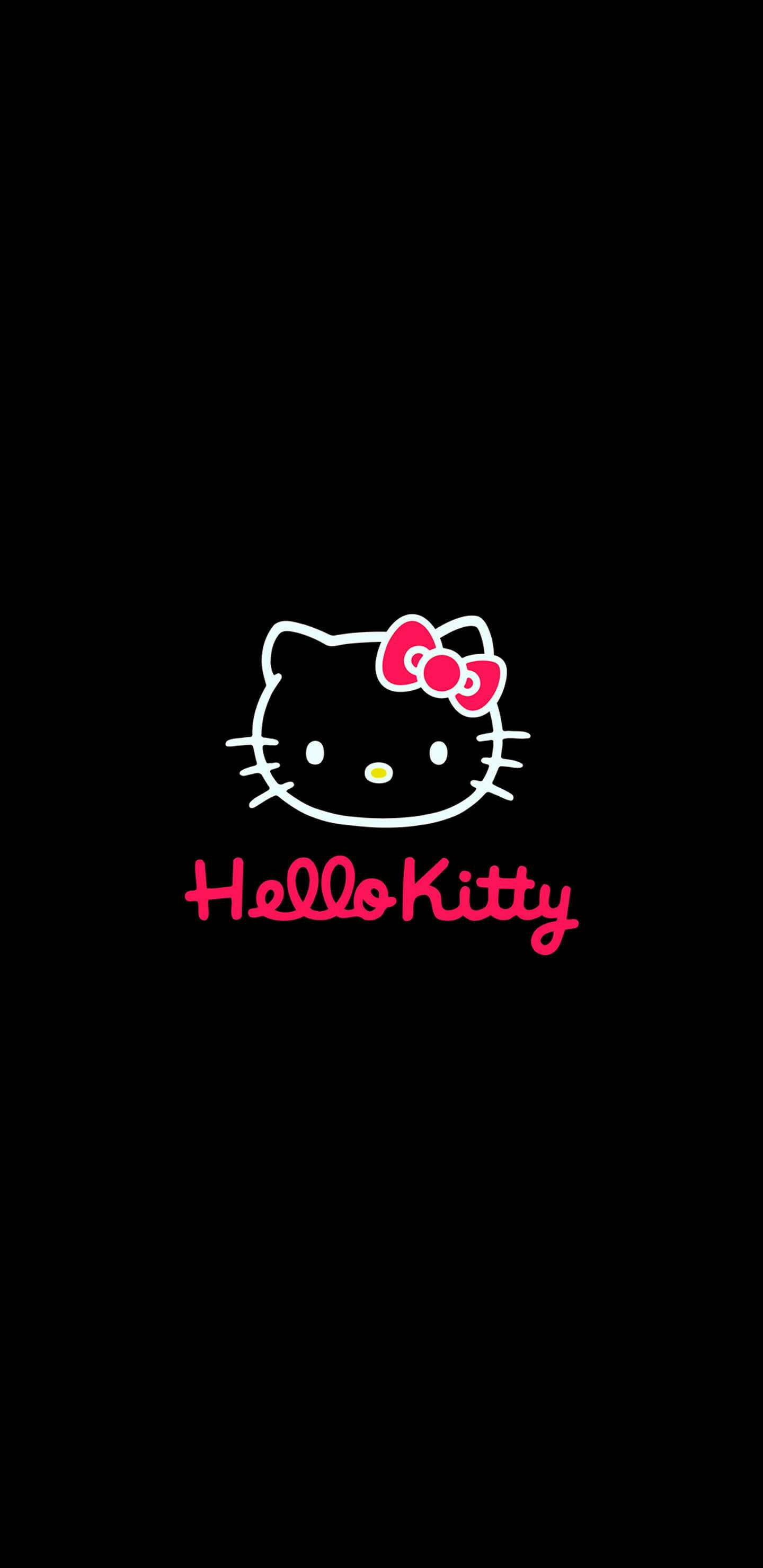 طرح کلی صورت Hello Kitty مشکی والپیپر