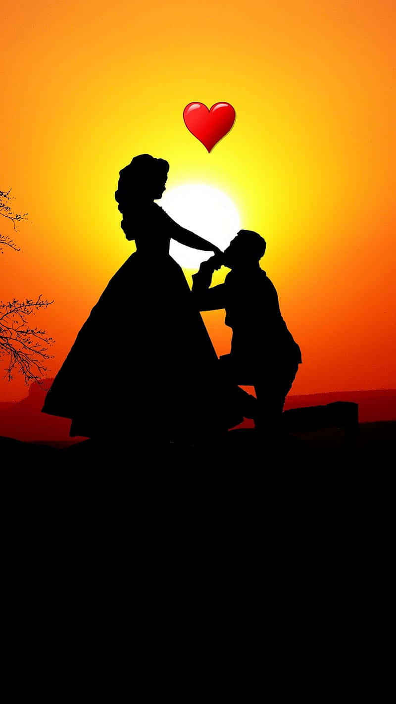 عاشقان در غروب آفتاب اعتراف عشق میکنند والپیپر