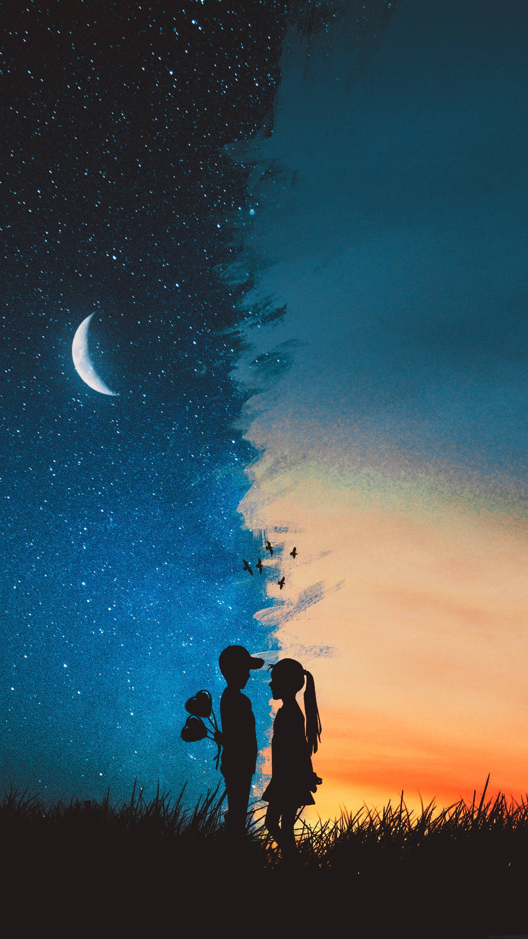 غروب و آسمان پرستاره والپیپر