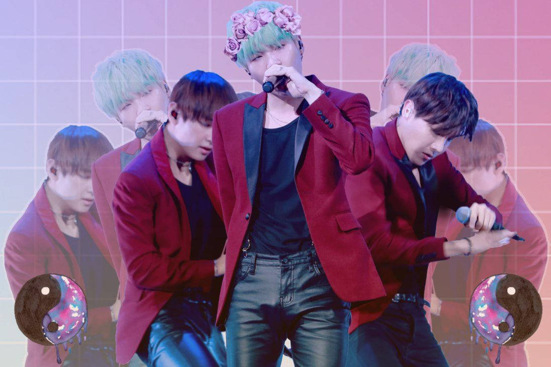 والپیپر شگفت‌انگیز فن‌آرتی BTS با رنگ صورتی — زیبایی‌شناختی والپیپر