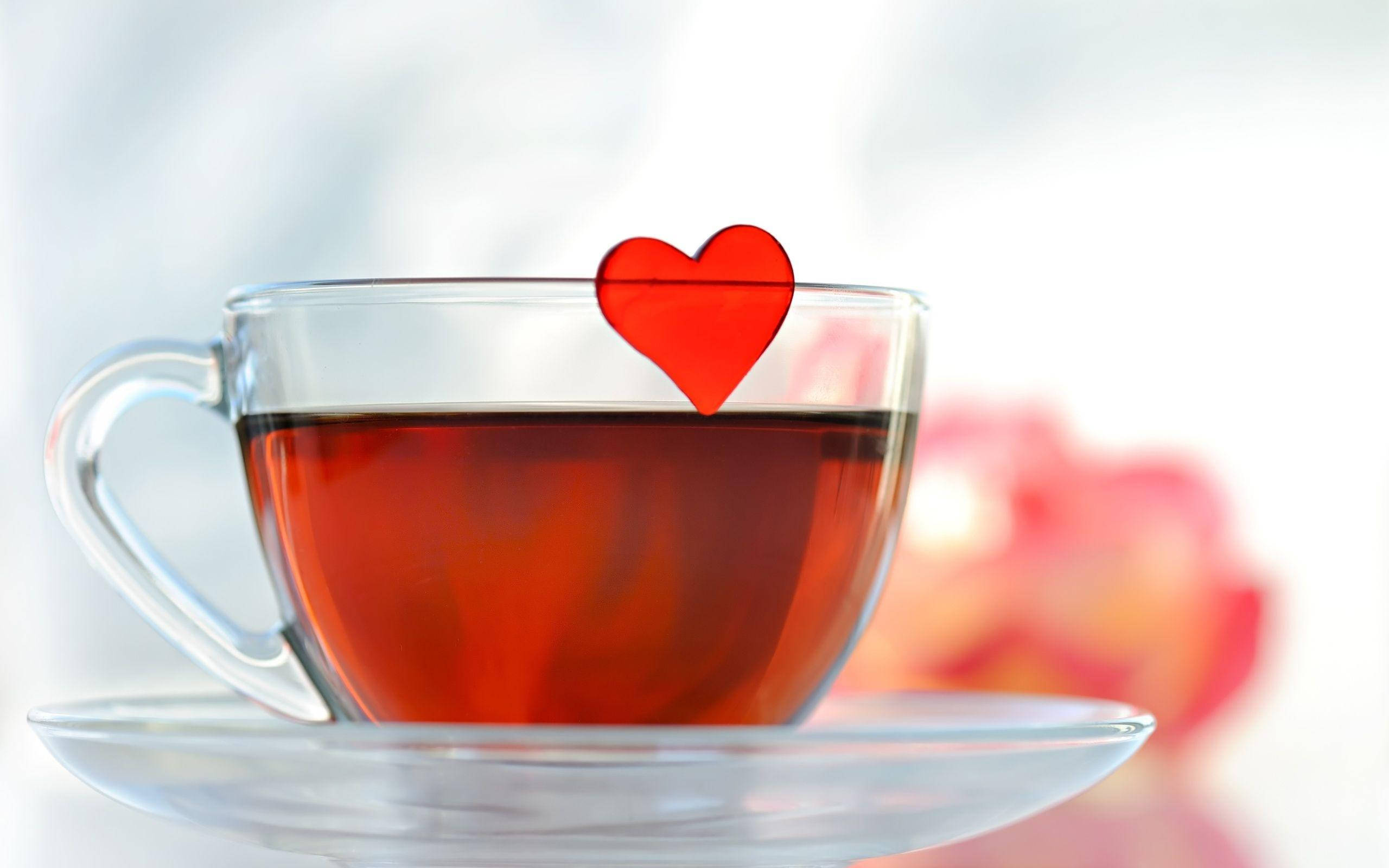 فنجان چای قلب زیبا برای دسکتاپ والپیپر