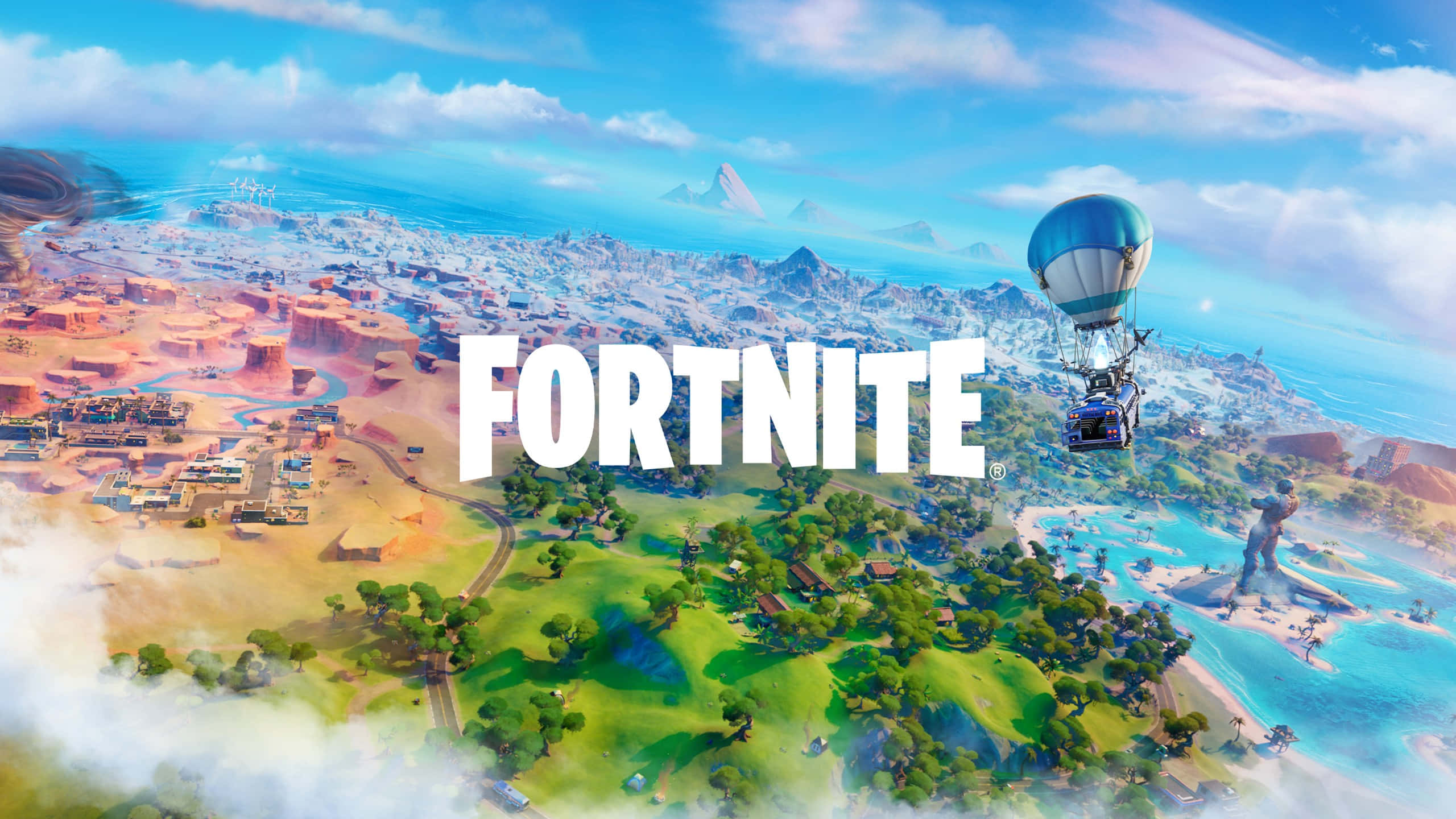 فورتنایت - شهری با بالن هوای گرم والپیپر