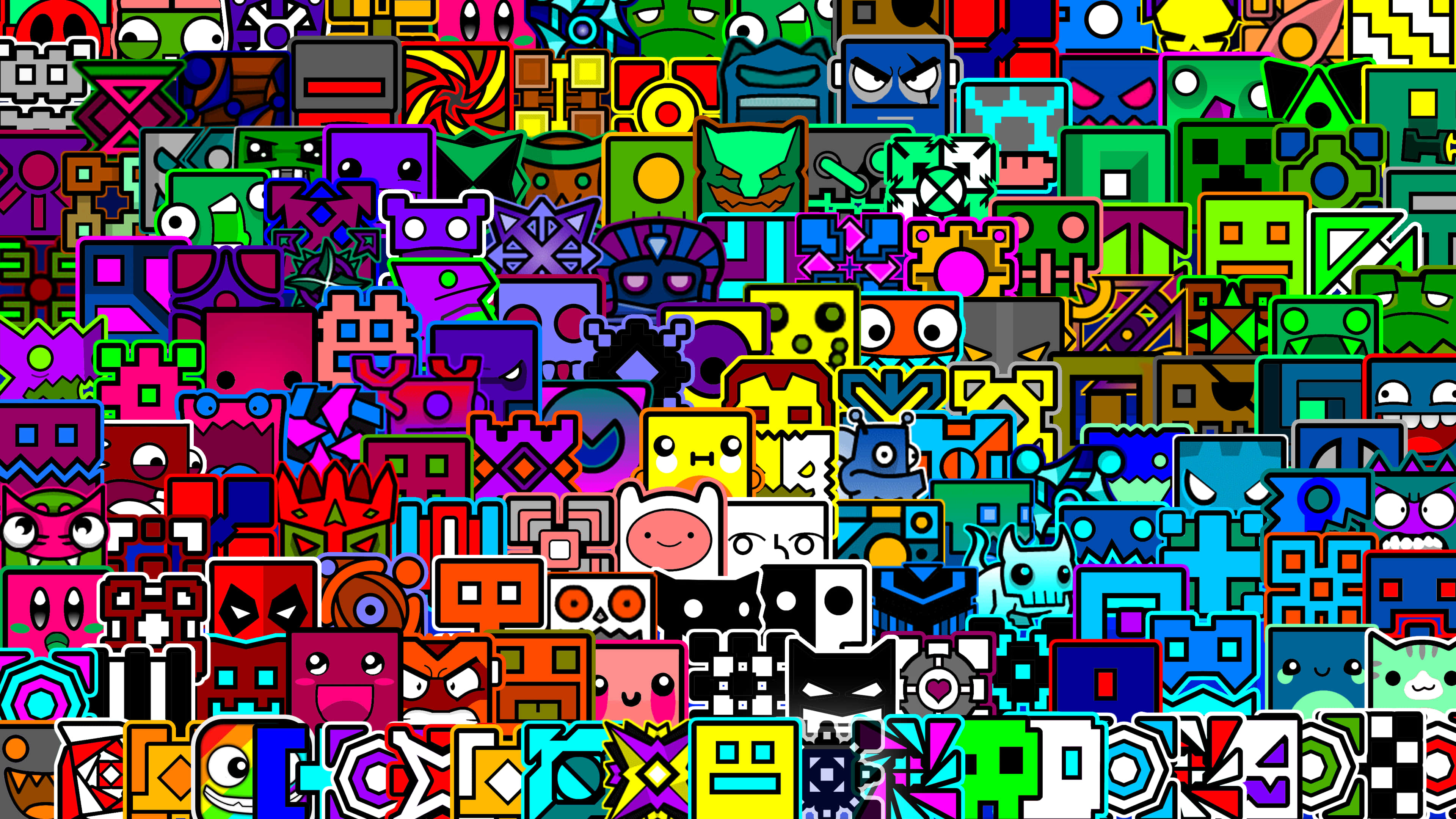 لوگوی Geometry Dash با لوگوهای کارتونی والپیپر
