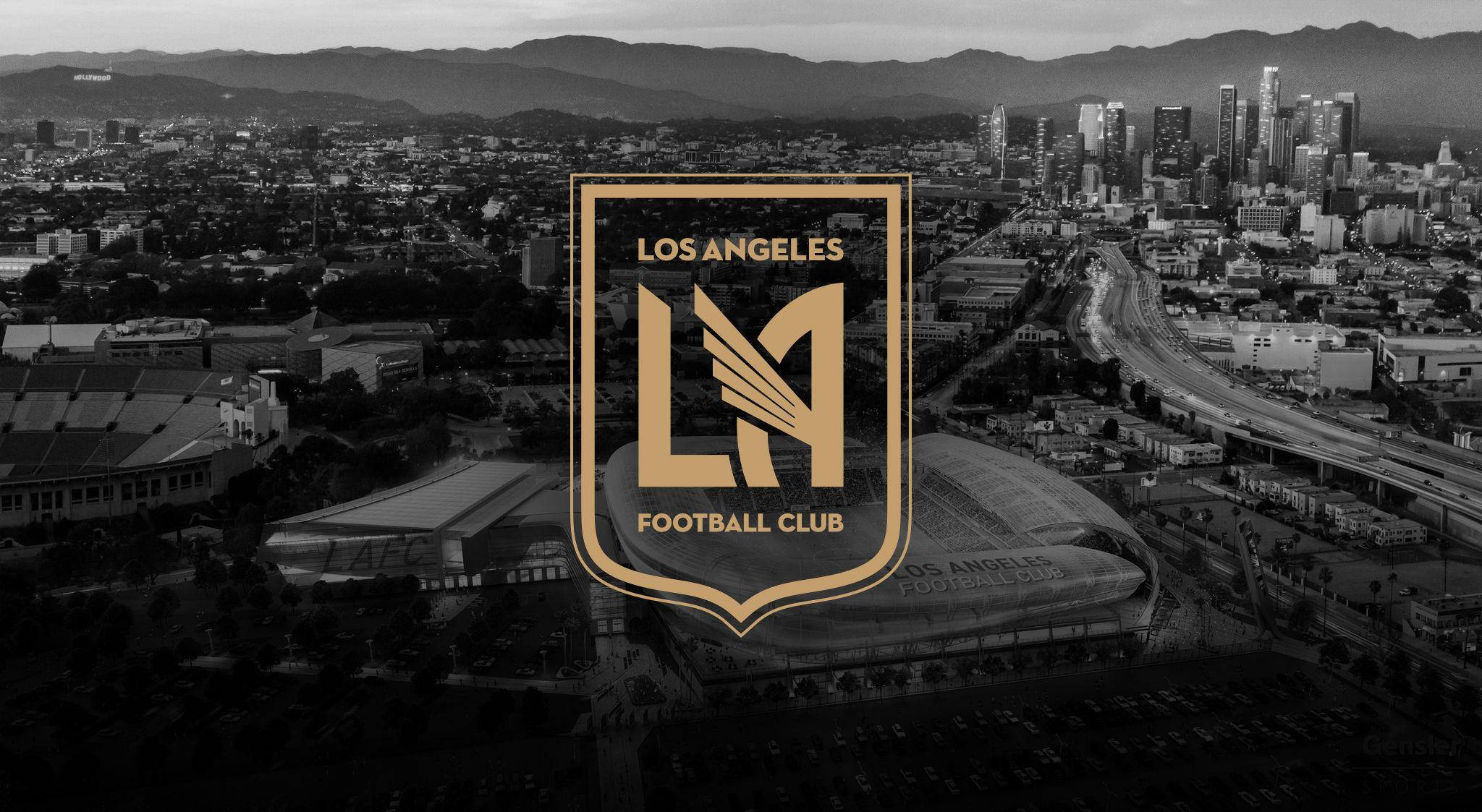 لوگوی LAFC با پس‌زمینه سیاه و سفید شهر والپیپر