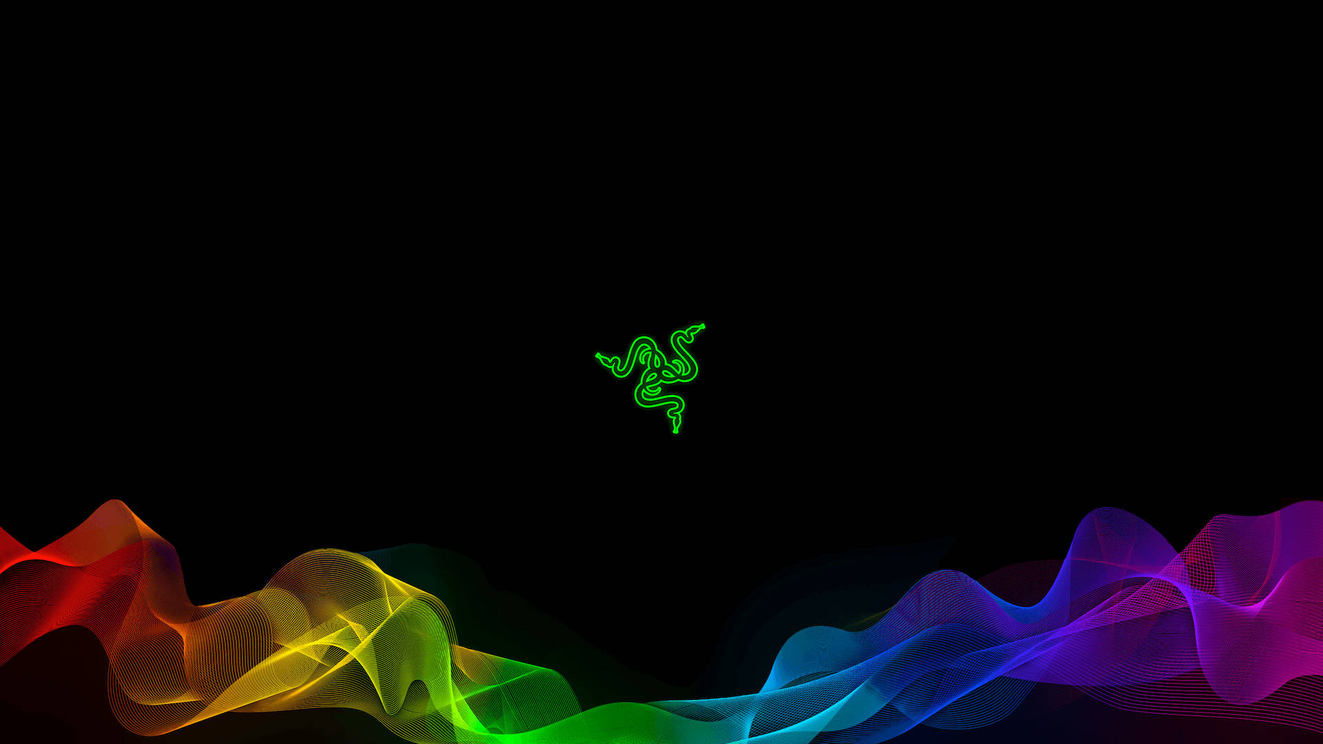 لوگوی سبز ریزر با نورپردازی RGB 4K والپیپر
