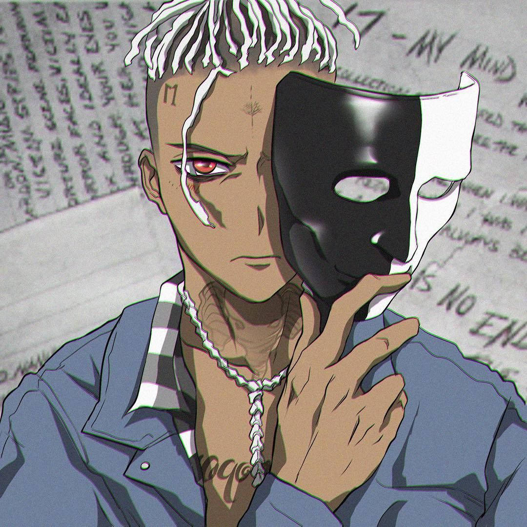 ماسک سیاه و سفید انیمه‌ای Xxxtentacion والپیپر