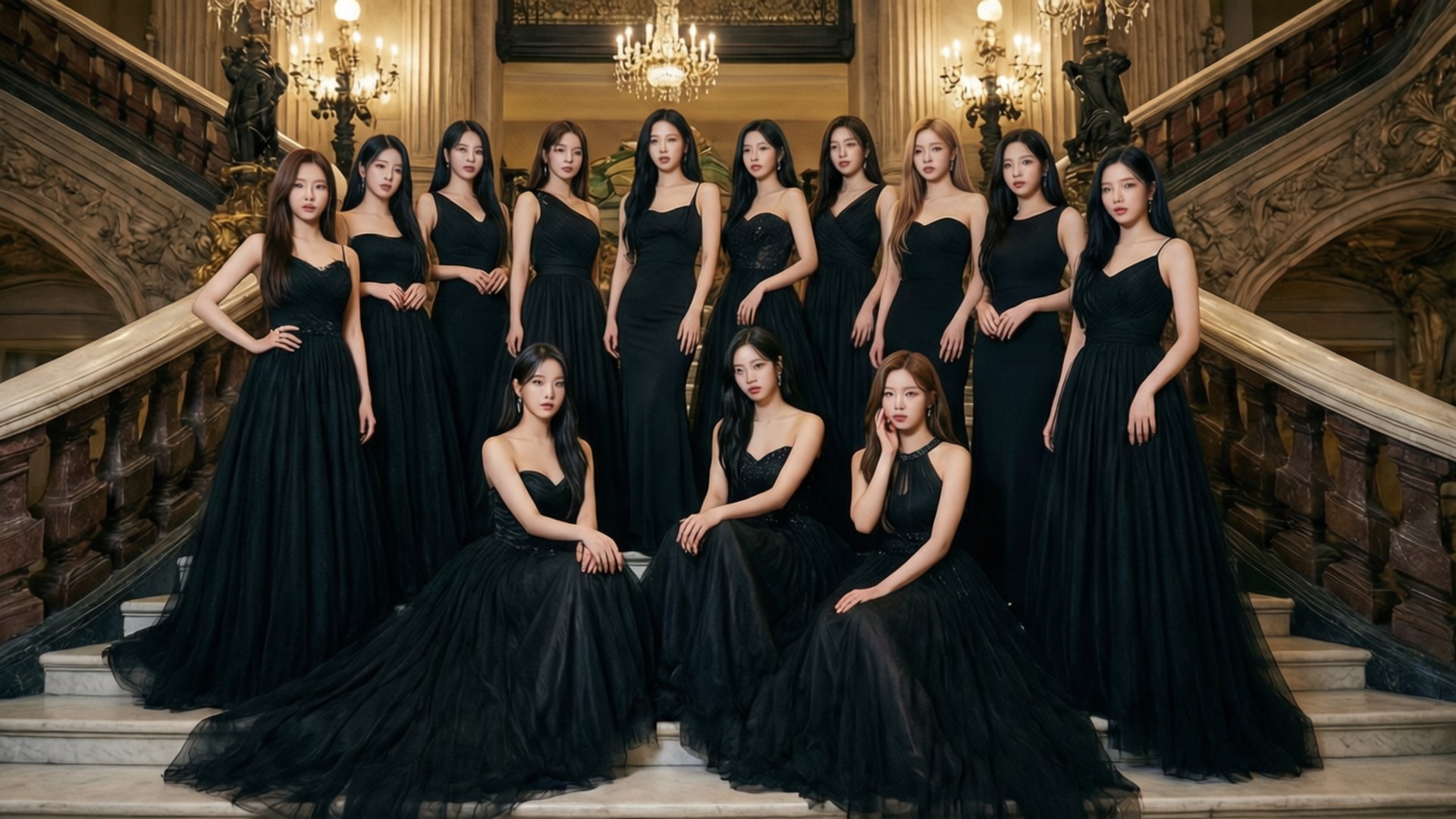 مراسم رسمی TWICE با کراوات مشکی والپیپر