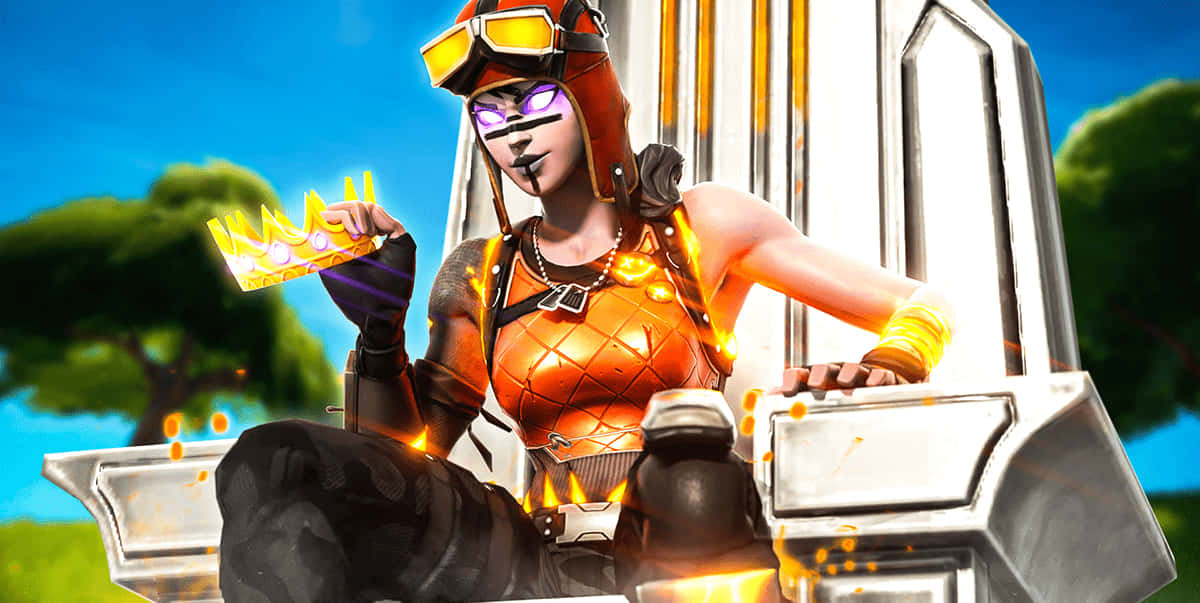 ملکه بلیز فورتنایت نشسته بر تخت والپیپر