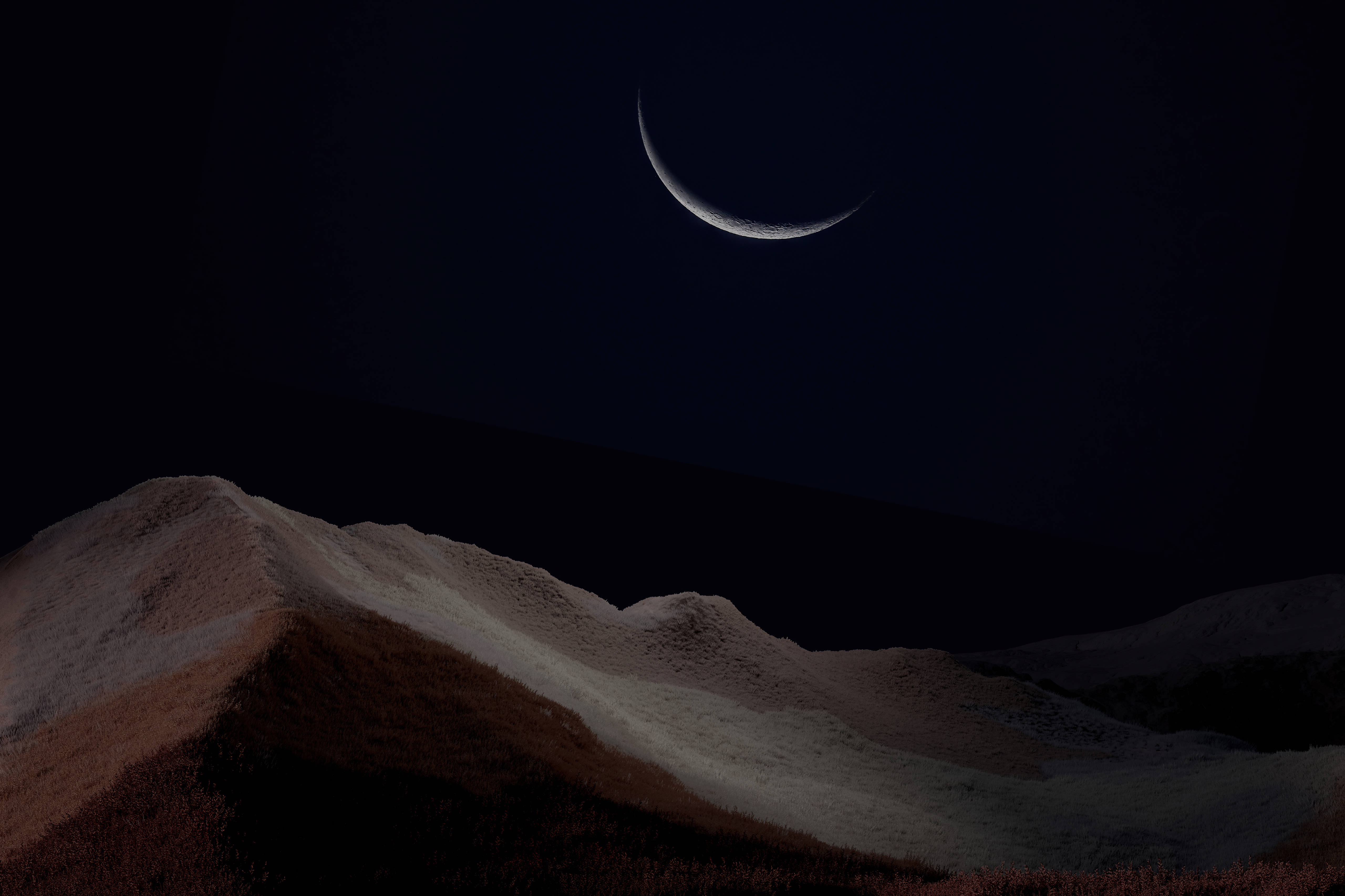 منظره شب مهتابی زیبا والپیپر