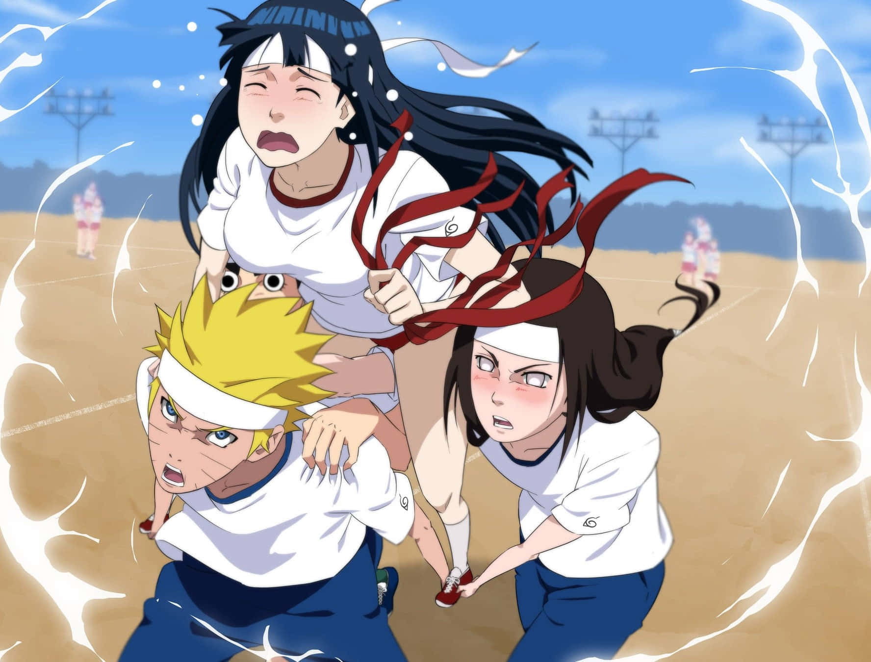 ناروتو و نِجی هیوگا در حال حمل هیناتا والپیپر