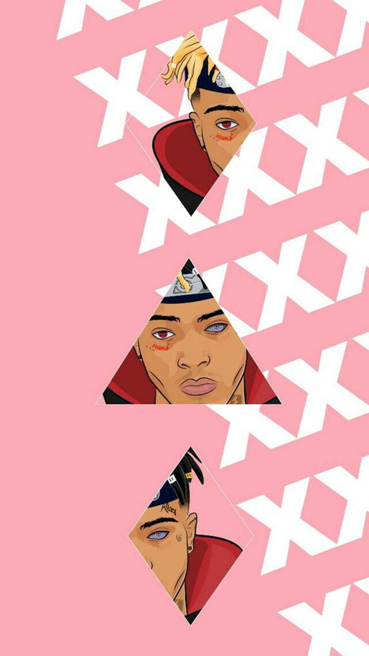 نقاشی زیبای ناروتو با تم XXXTentacion صورتی — ناروتو متحرک والپیپر