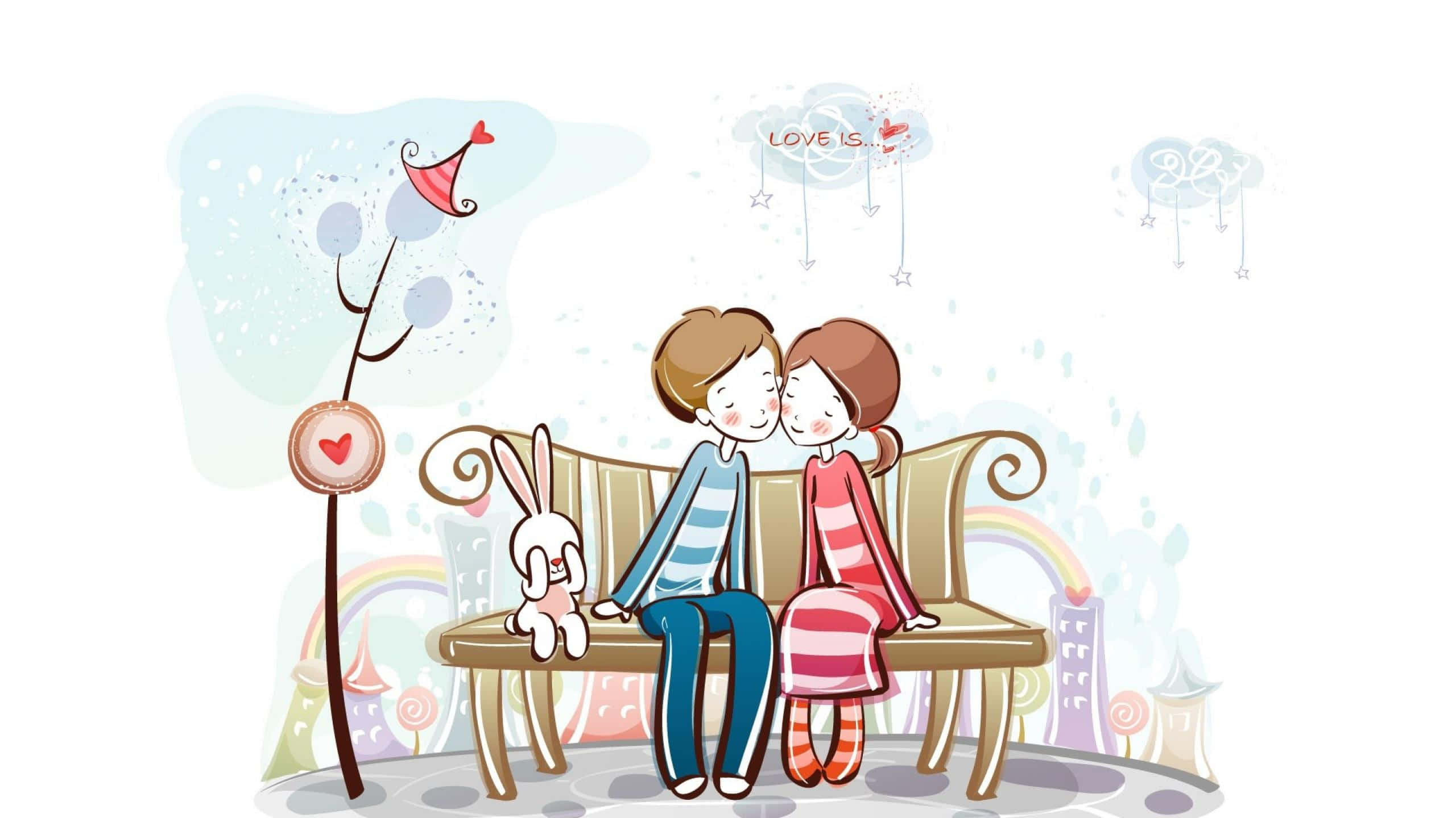 نقاشی عاشقانه زوج ناز والپیپر