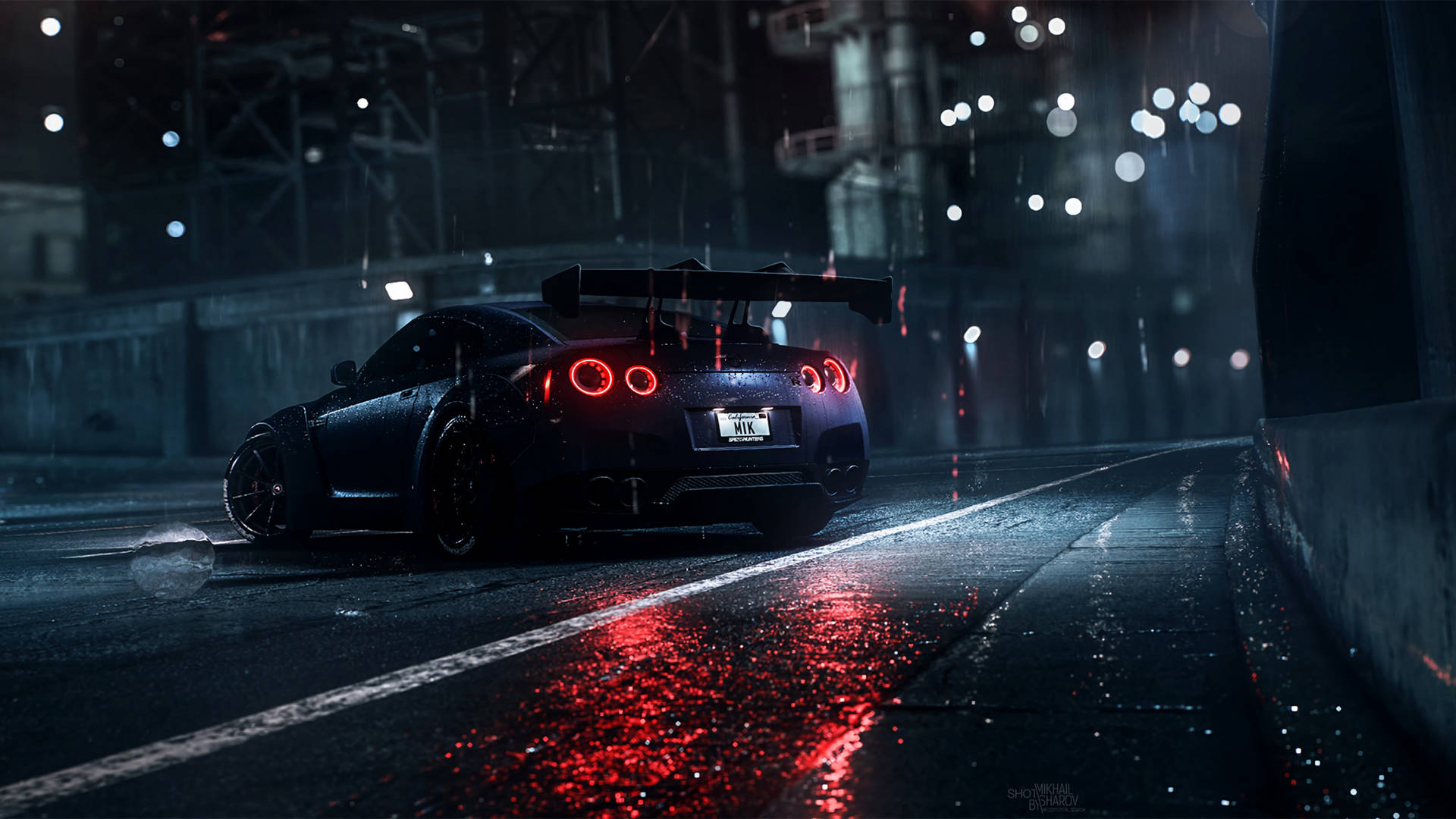 نیسان GT-R آبی تیره 4K — ماشین متحرک والپیپر