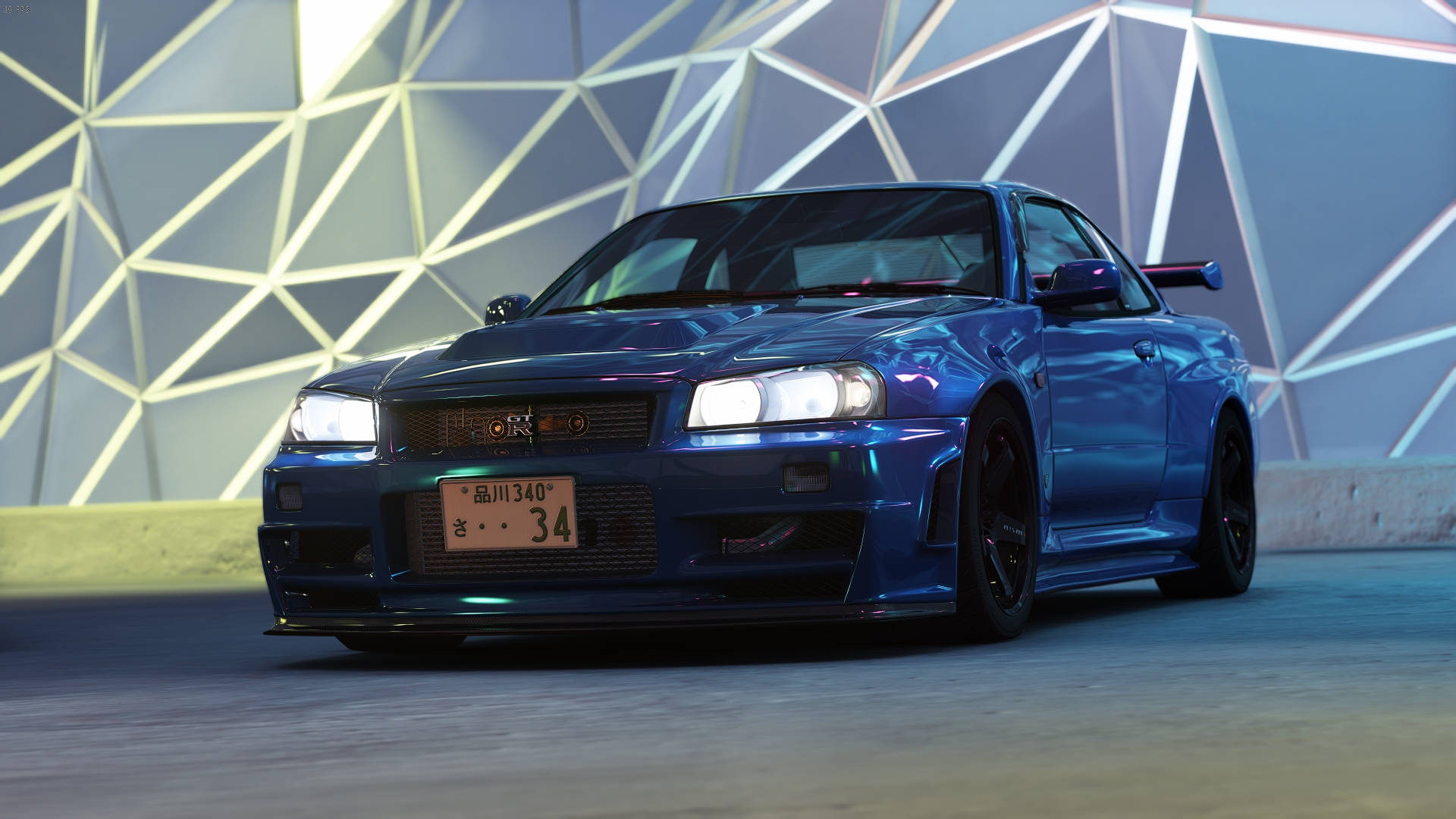 والپیپر HD بازی Assetto Corsa نیسان اسکای‌لاین R34 | تصویر پس‌زمینه — آبی زیبا والپیپر