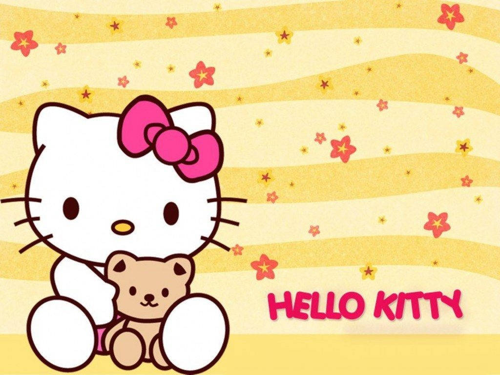 هلو کیتی در پس‌زمینه زرد بامزه