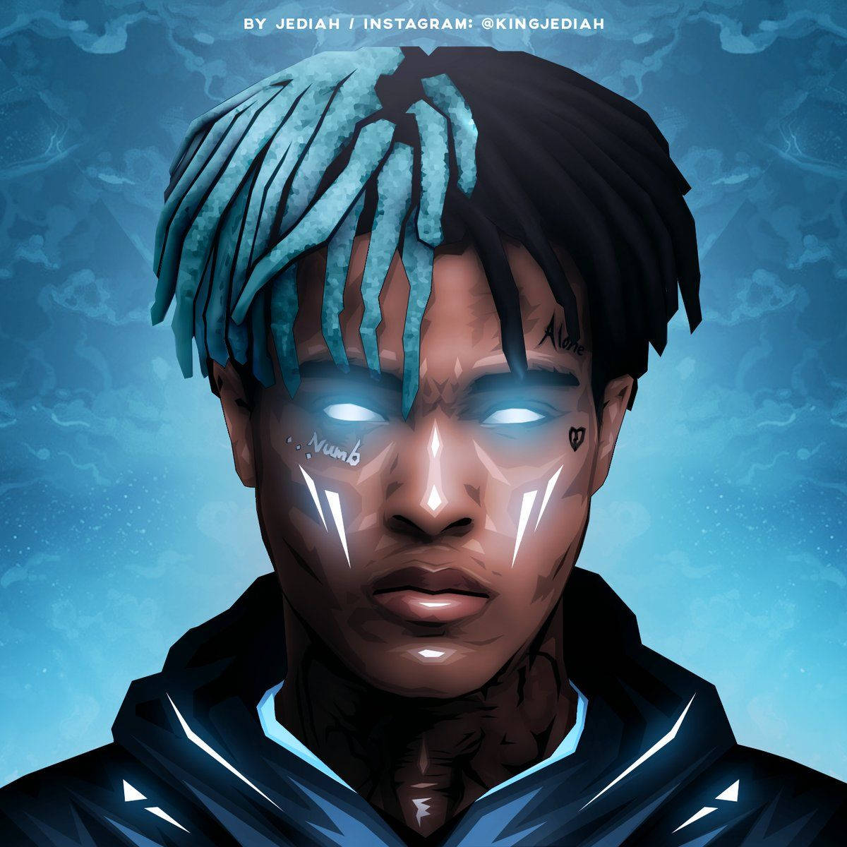 هنر انیمه‌ای Xxxtentacion با رنگ آبی والپیپر