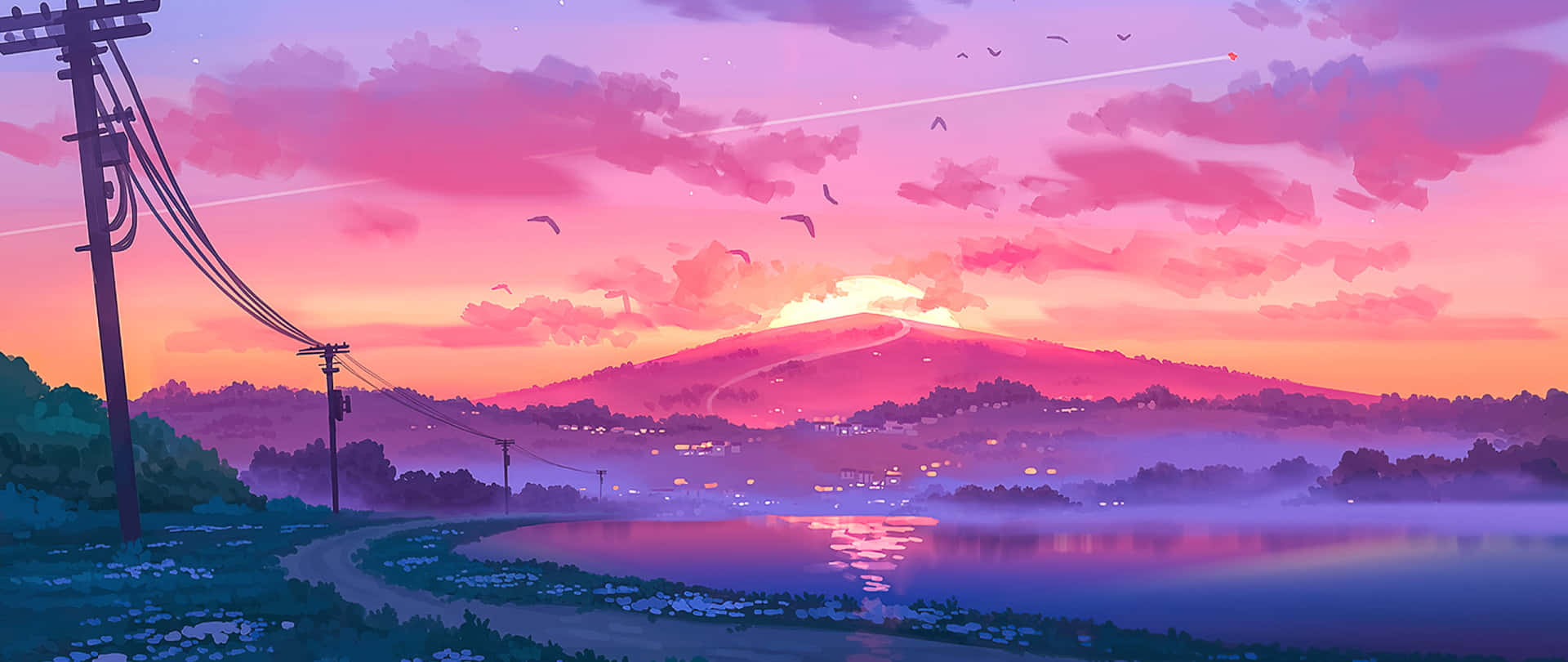 هنر 2560x1080 — انیمه زیبایی شناسی گیف والپیپر